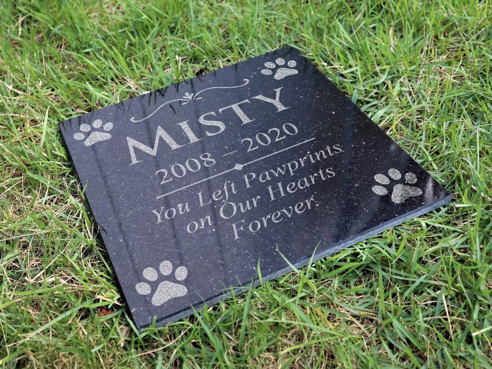 Personalized Black Granite Pet Memorial Stone • Custom Engraved Dog Cat Headstone • Pet Grave Marker - image 2