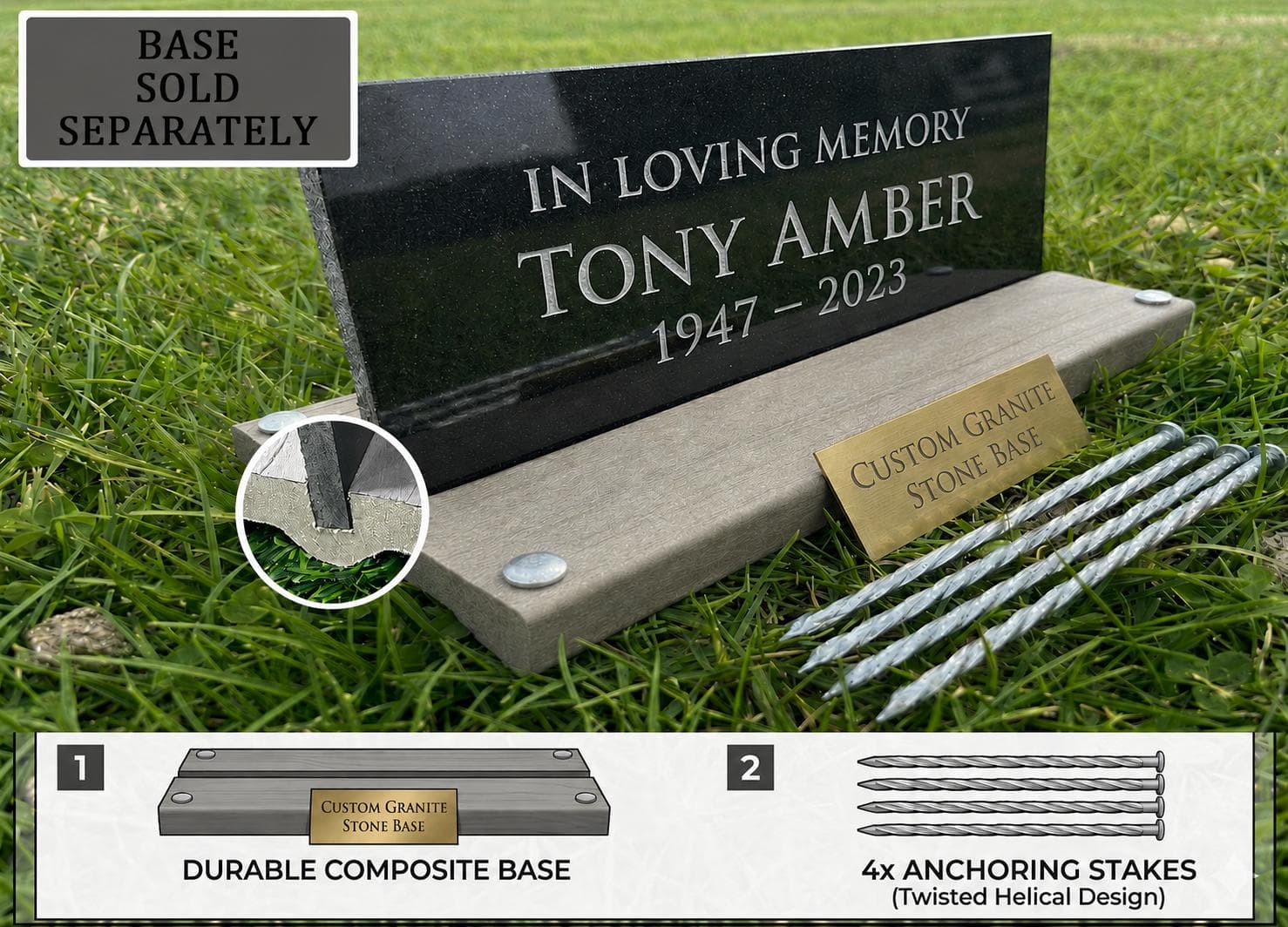 Personalized Islamic Black Granite Headstone • Custom Arabic Laser Engraved Grave Marker - image 4