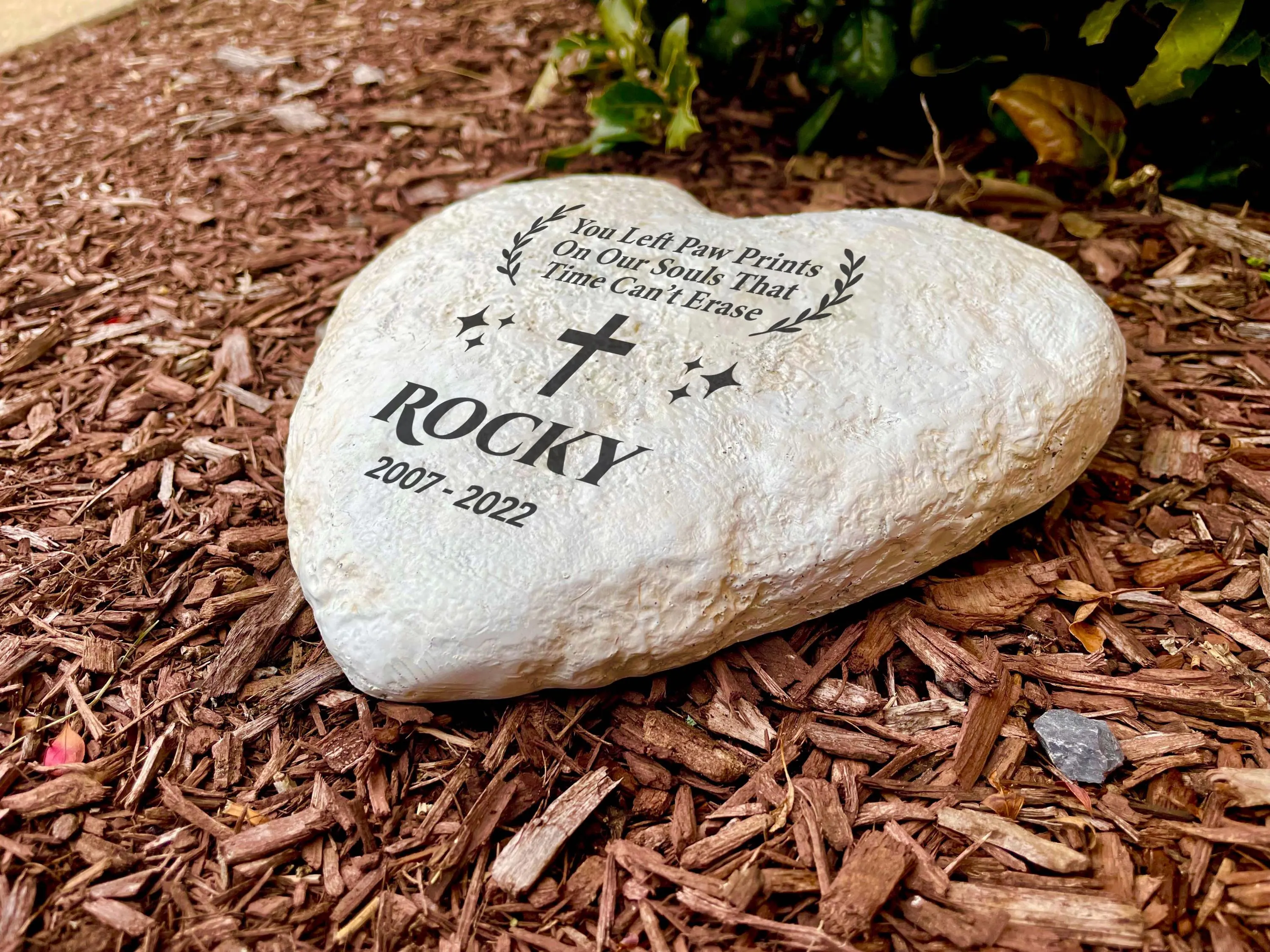 Personalized Heart Memorial Stone, Custom Garden Grave Marker, Resin Tribute (10"x10") - image 4