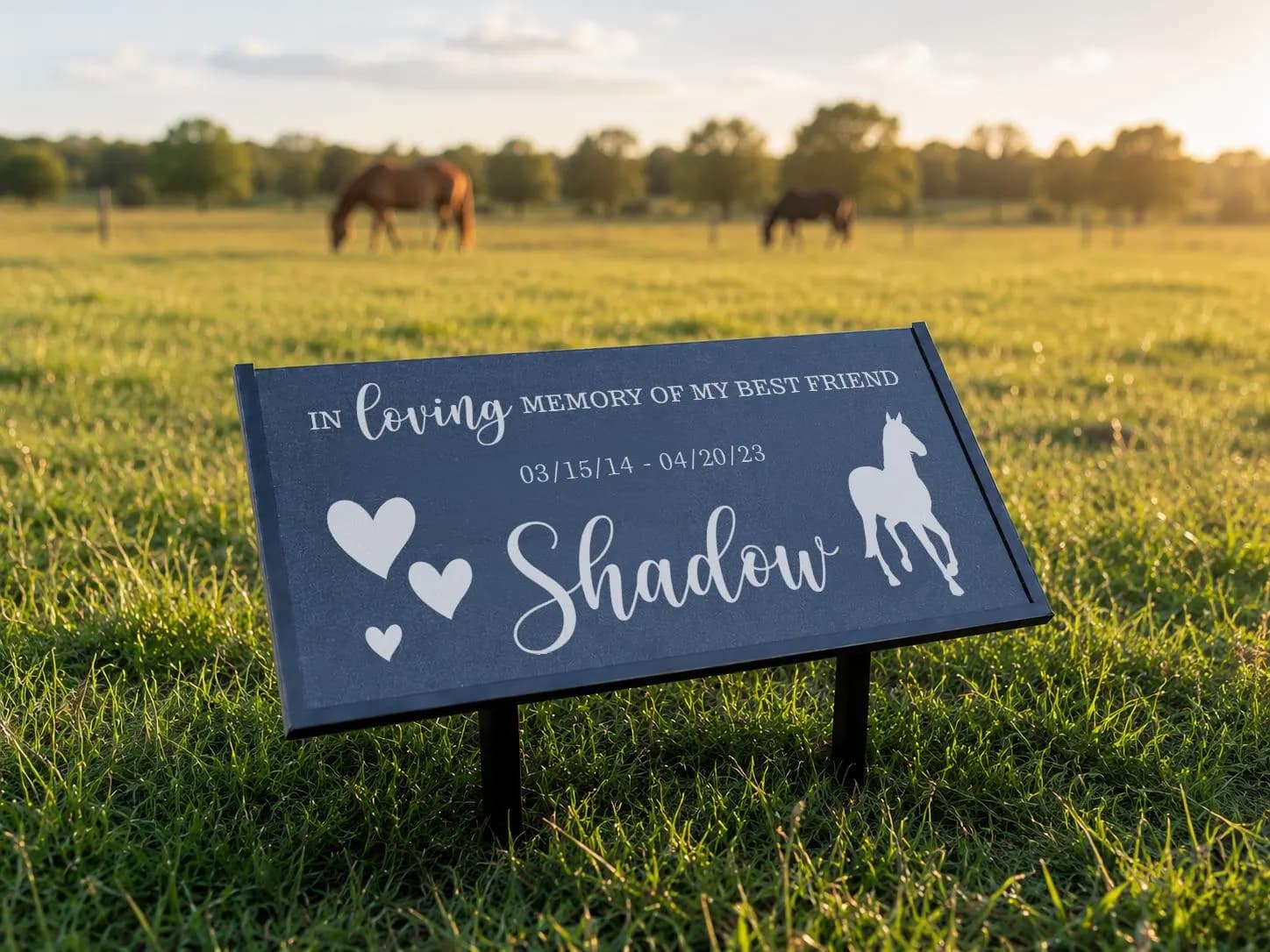 Personalized Horse Memorial Granite Plaque, Laser Engraved Black Stone, Equestrian Decor