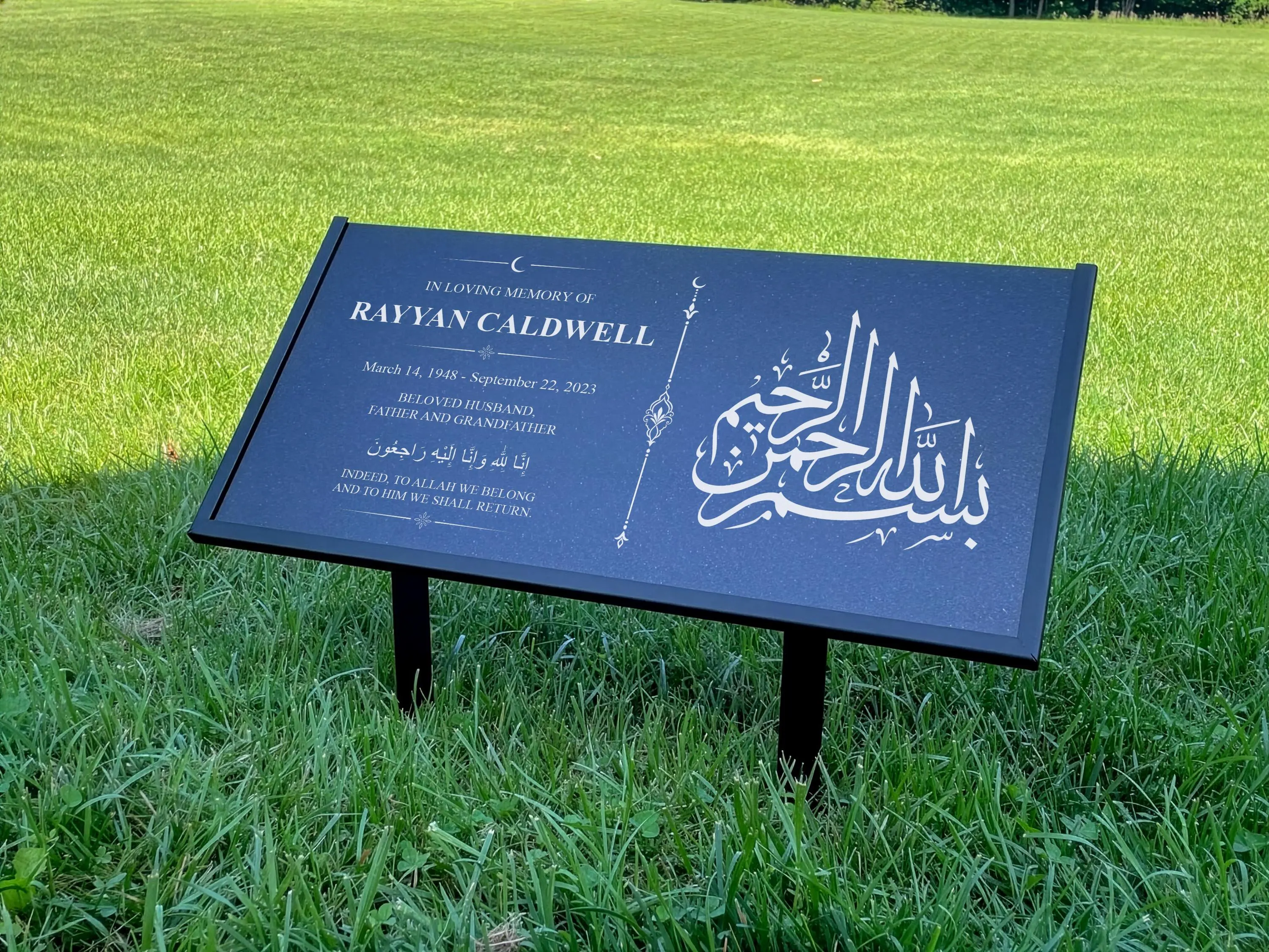 Personalized Islamic Memorial Stone • Black Granite Grave Marker with Arabic Calligraphy, Custom Muslim Headstone - image 5