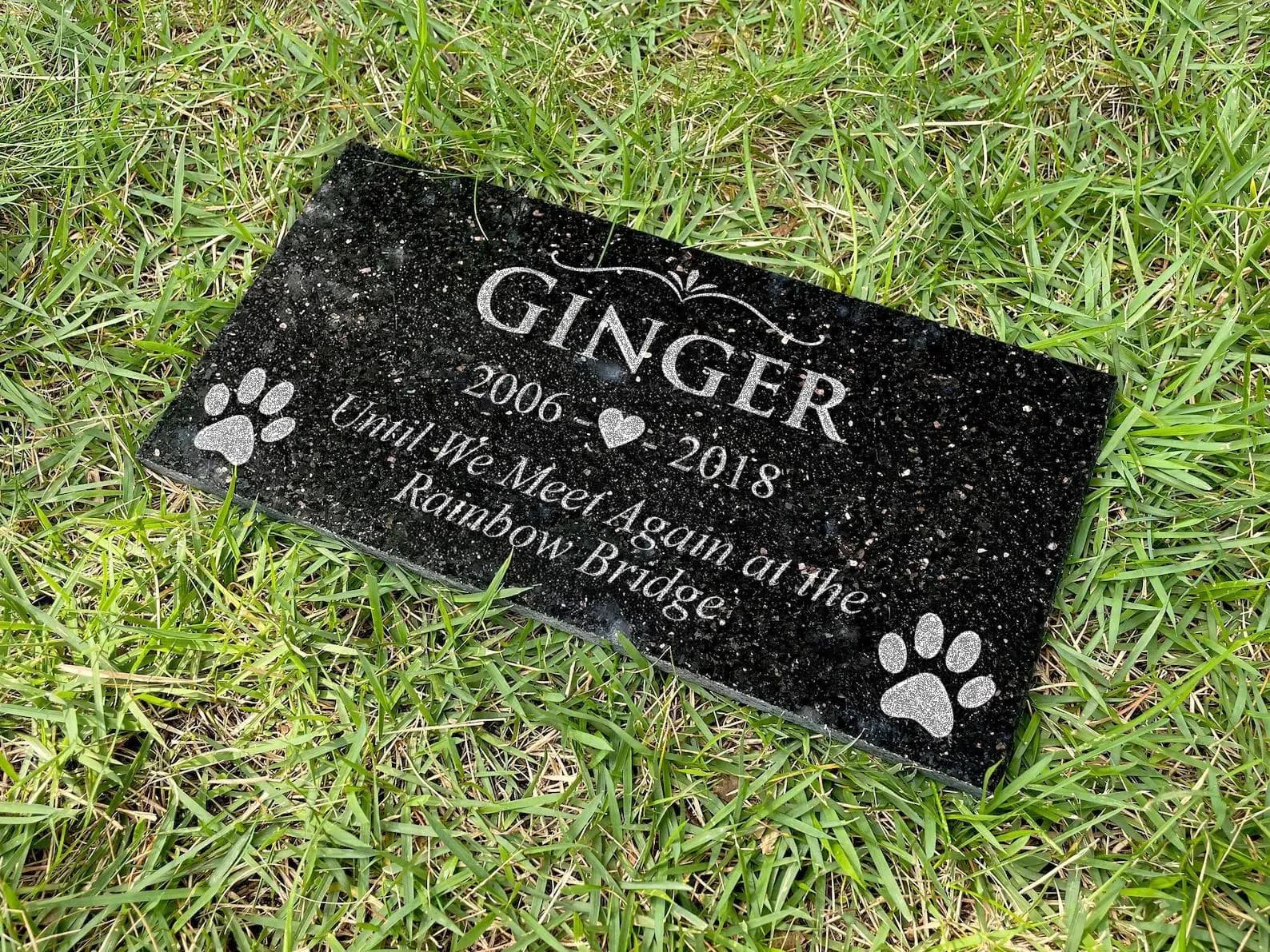 Personalized Black Granite Pet Memorial Stone • Custom Engraved Dog Cat Headstone • Pet Grave Marker - image 4