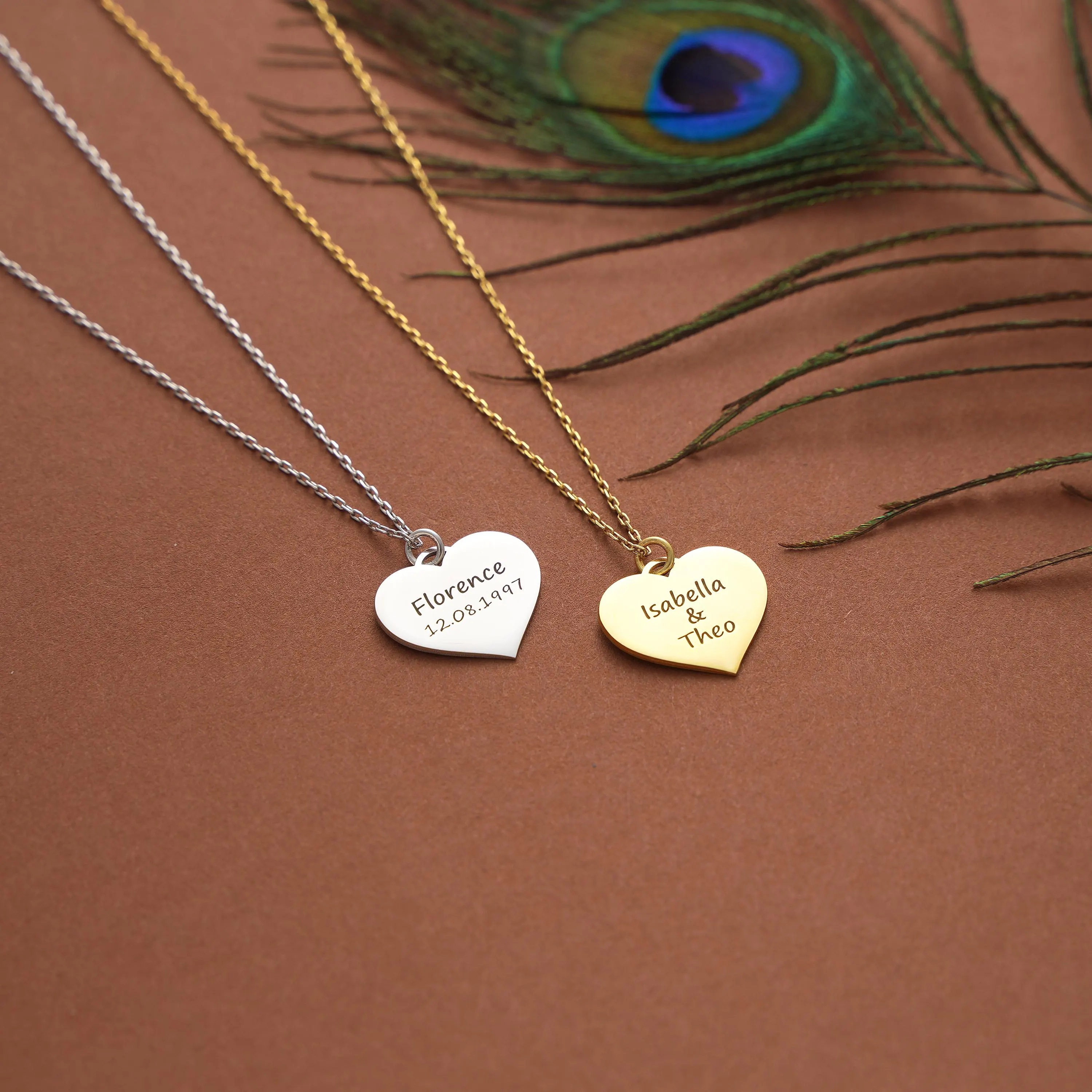 Personalized Heart Necklace Sterling Silver Gold Rose Gold Custom Name Pendant - image 3