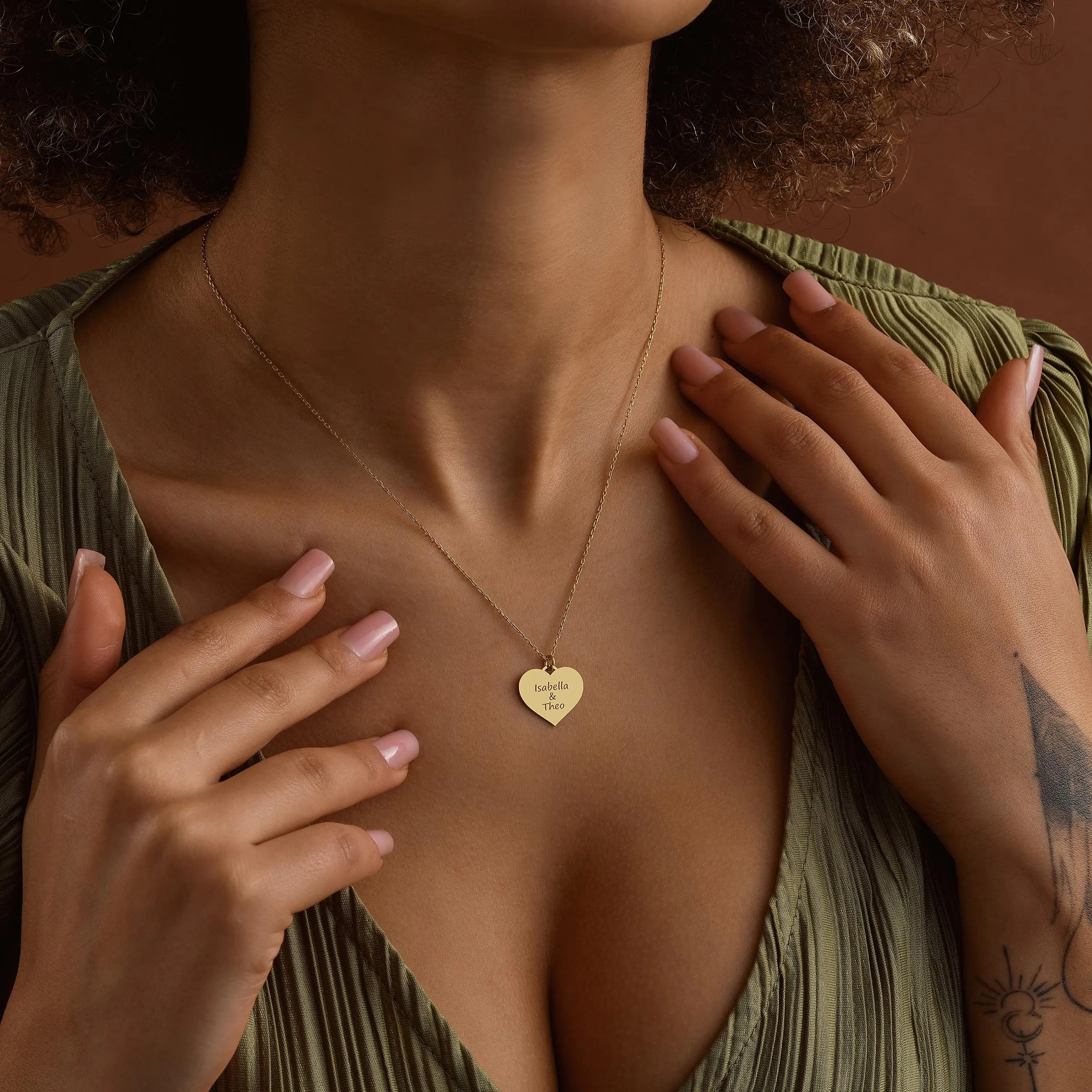Personalized Heart Necklace Sterling Silver Gold Rose Gold Custom Name Pendant - image 5