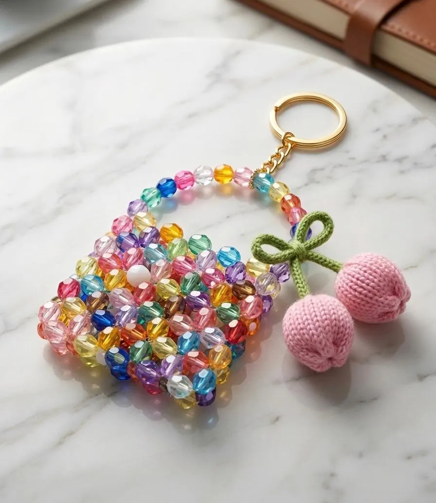 Beaded AirPods Pouch Keychain | Handmade Mini Bag Charm | Colorful Coin Holder - image 4