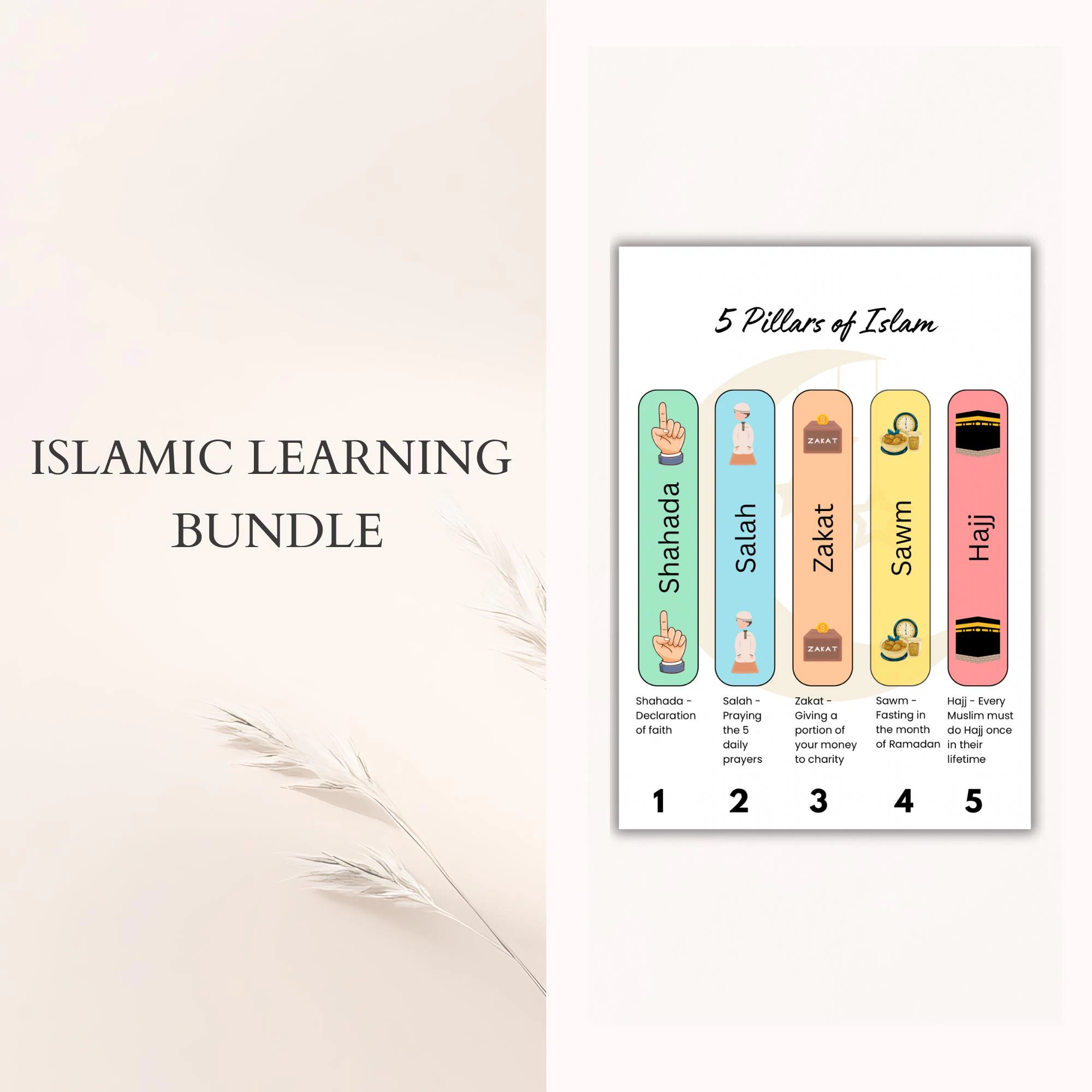 Islamic Educational Printable Bundle: Set of 11, Muslim Homeschool, Classroom Posters - image 4