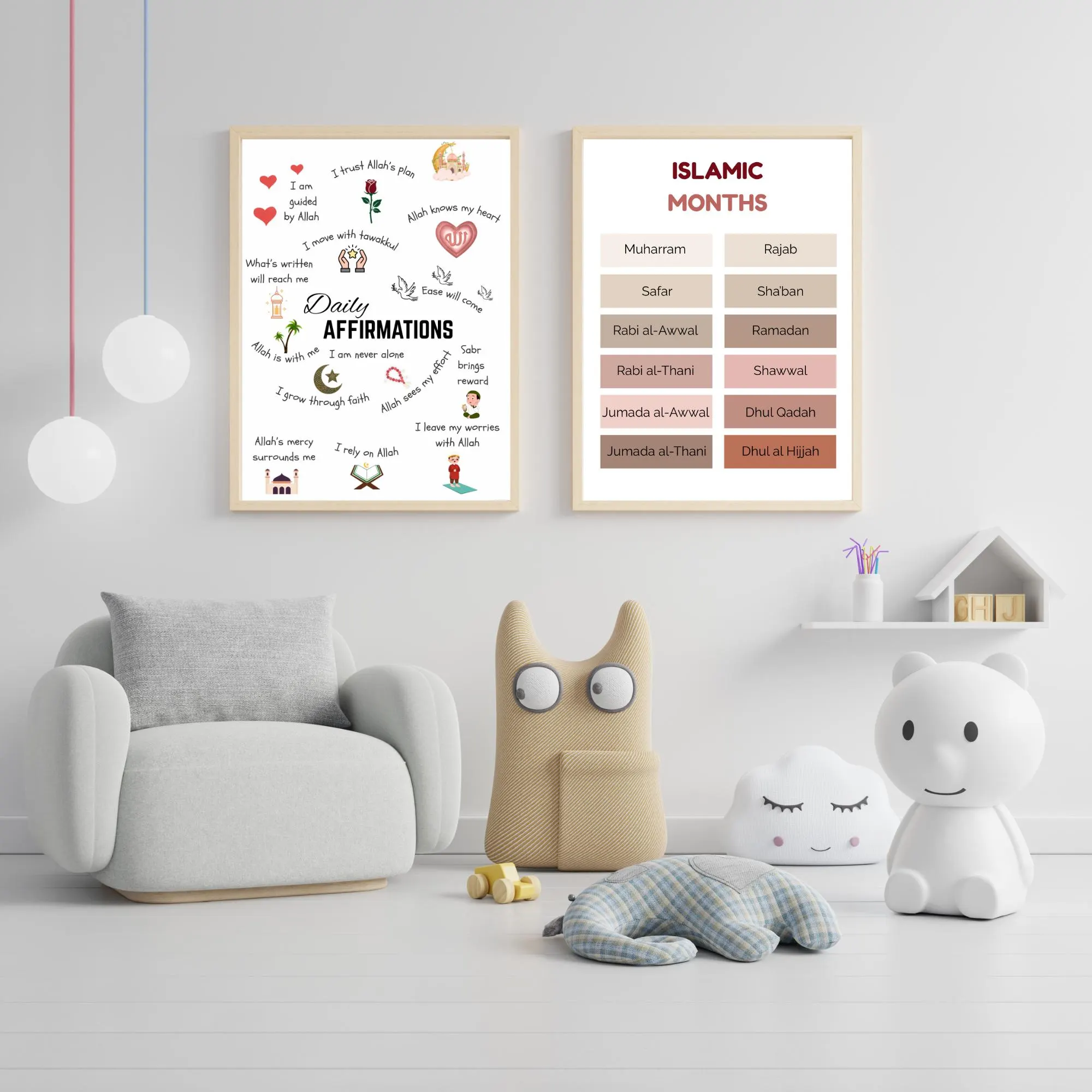 Islamic Kids Educational Printable Bundle, Digital Wall Art Print, Homeschool, Nursery, Minimalist, Instant Download - image 3