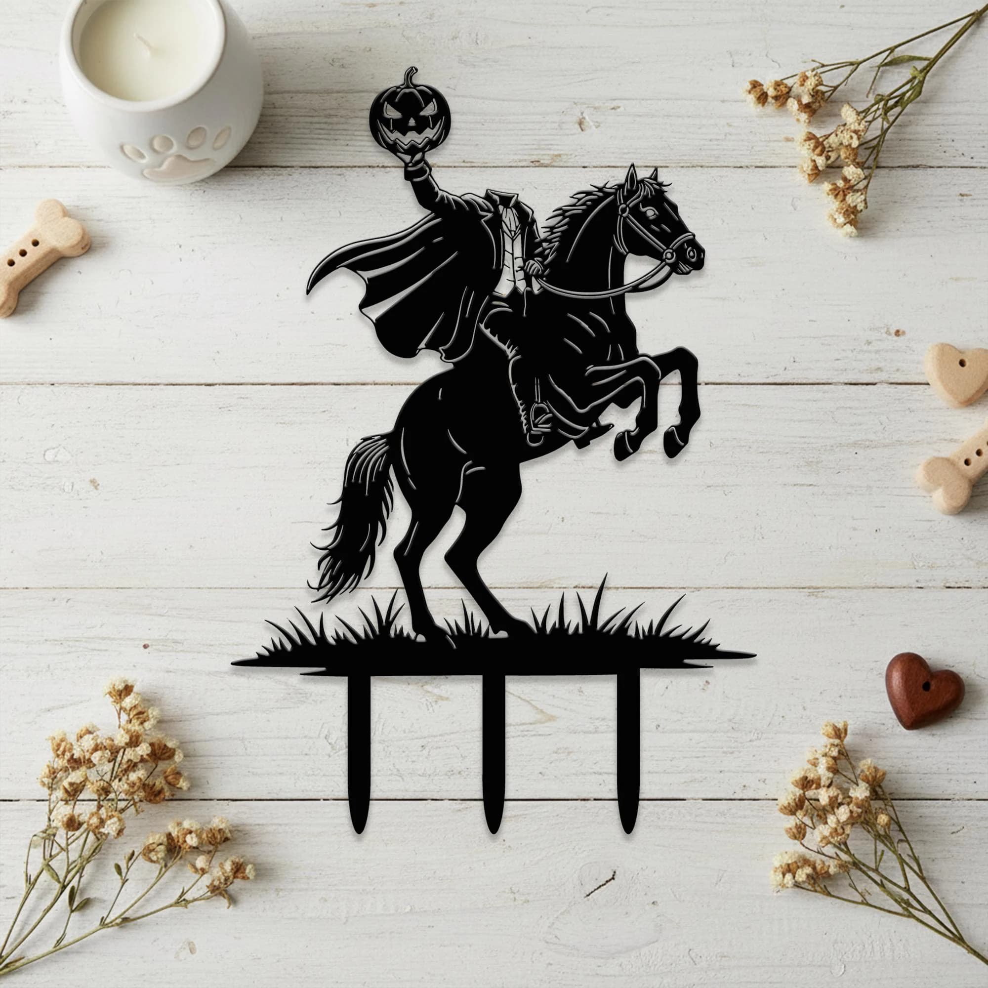 Headless Horseman Metal Garden Stake, Spooky Pumpkin Yard Decor, Rider On Horse Metal Yard Stake, Halloween Outdoor Lawn Art, Halloween Gift - image 4