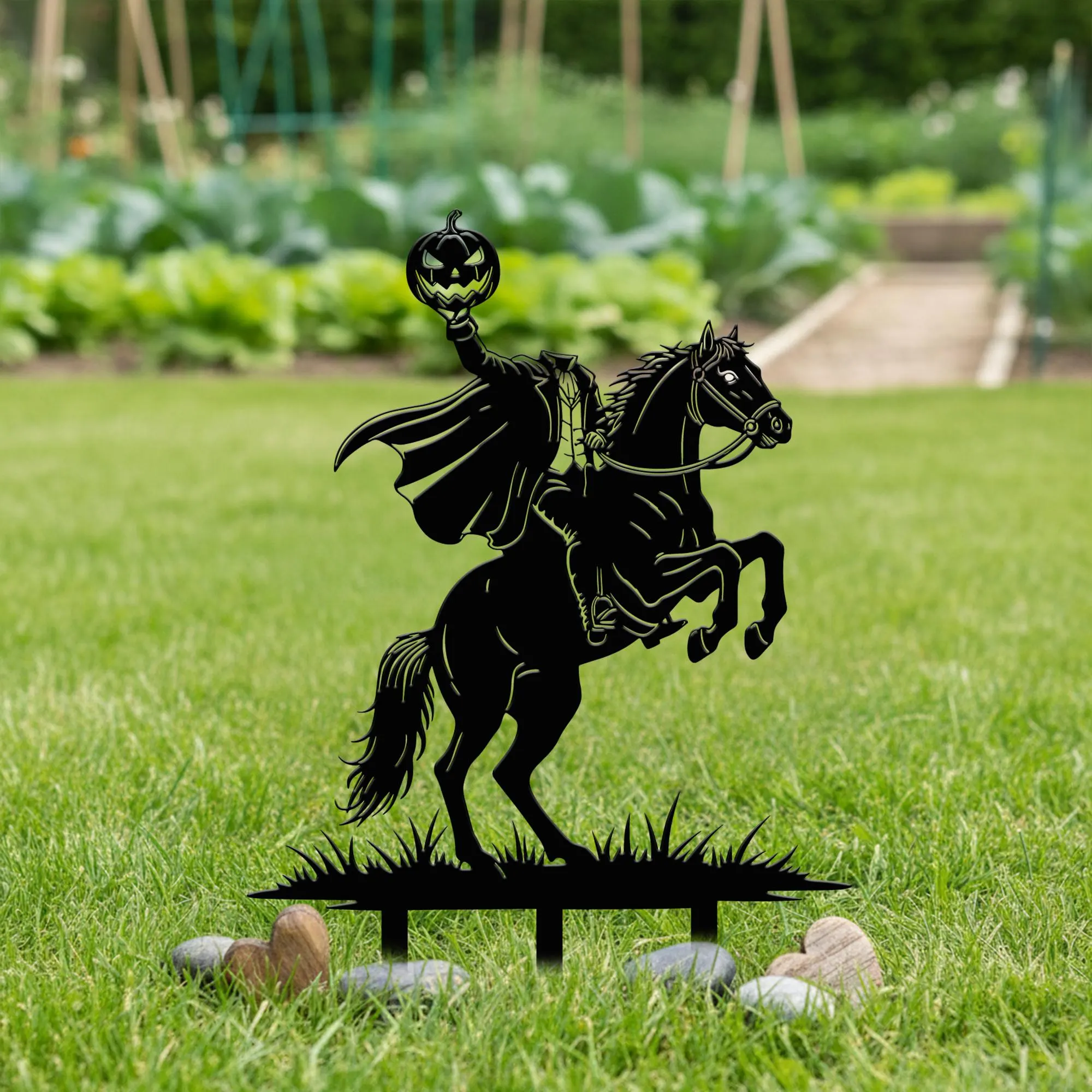 Headless Horseman Metal Garden Stake, Spooky Pumpkin Yard Decor, Rider On Horse Metal Yard Stake, Halloween Outdoor Lawn Art, Halloween Gift - image 3