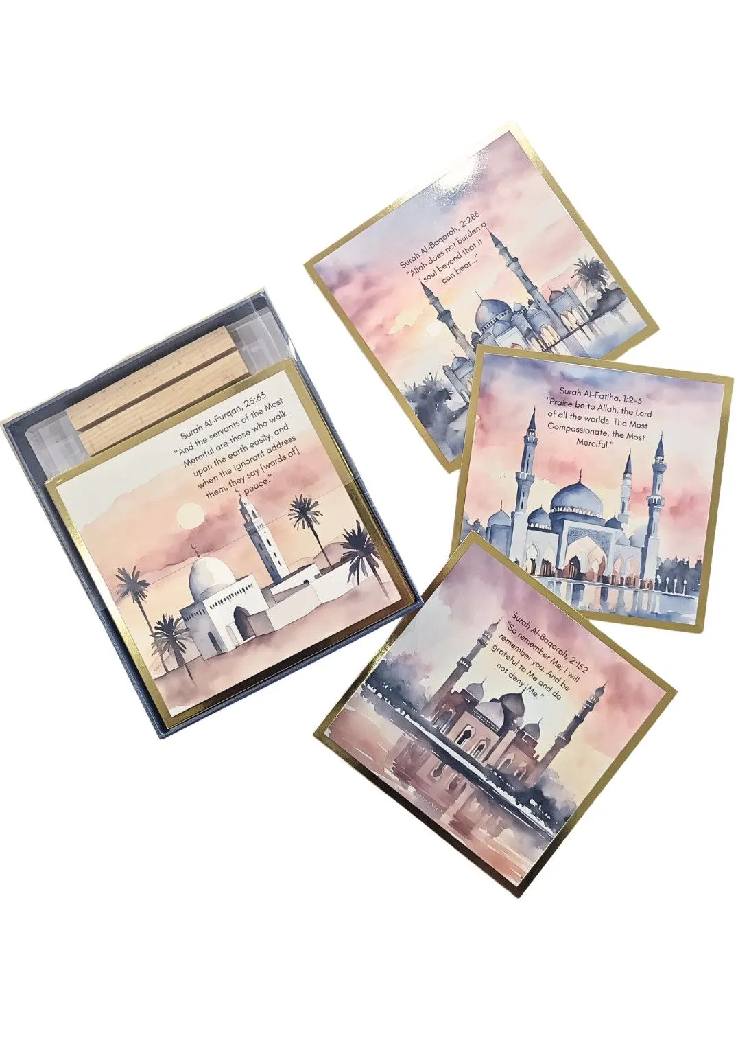 PREORDER 30 Days of Inspirational Quran Mosque Gold Foil Cards Eid Mubarak Ramadan Iftaar Duaa salah musallah Islamic muslim hajj fasting