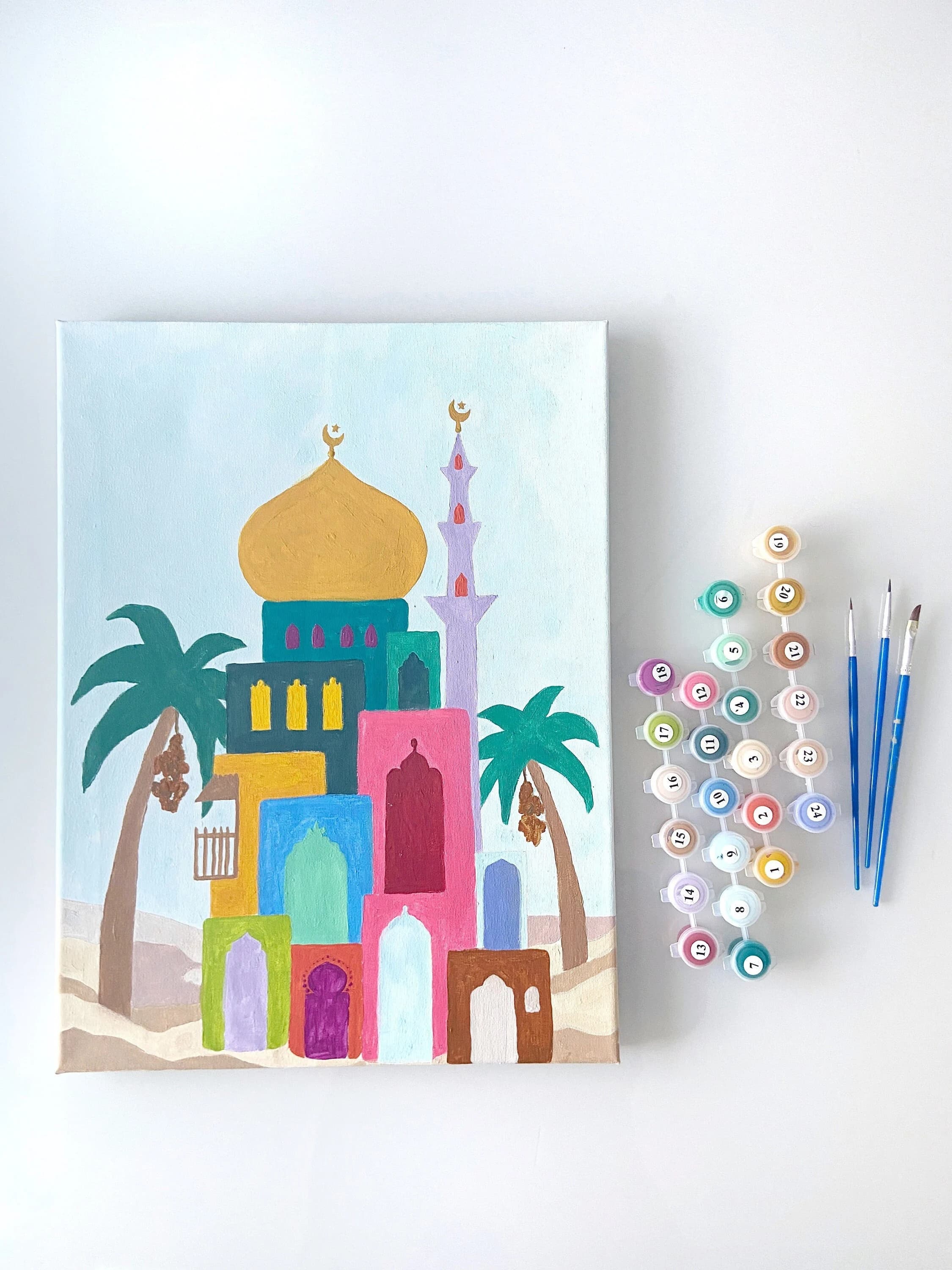 Colour Block Mosque Paint-By-Numbers Canvas Wall Art