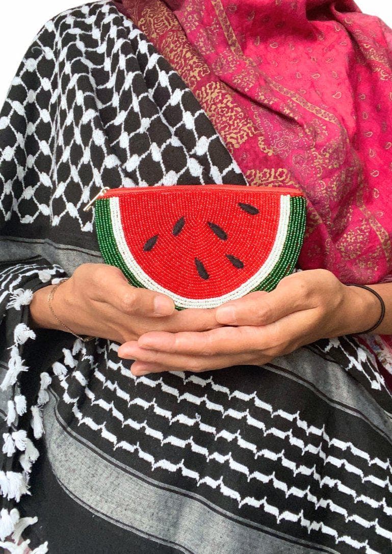 Beaded Watermelon Coin Purse Resistance Eid Mubarak Gift Free Palestine Handmade Embroidered Beaded Portion of Proceeds for Gaza