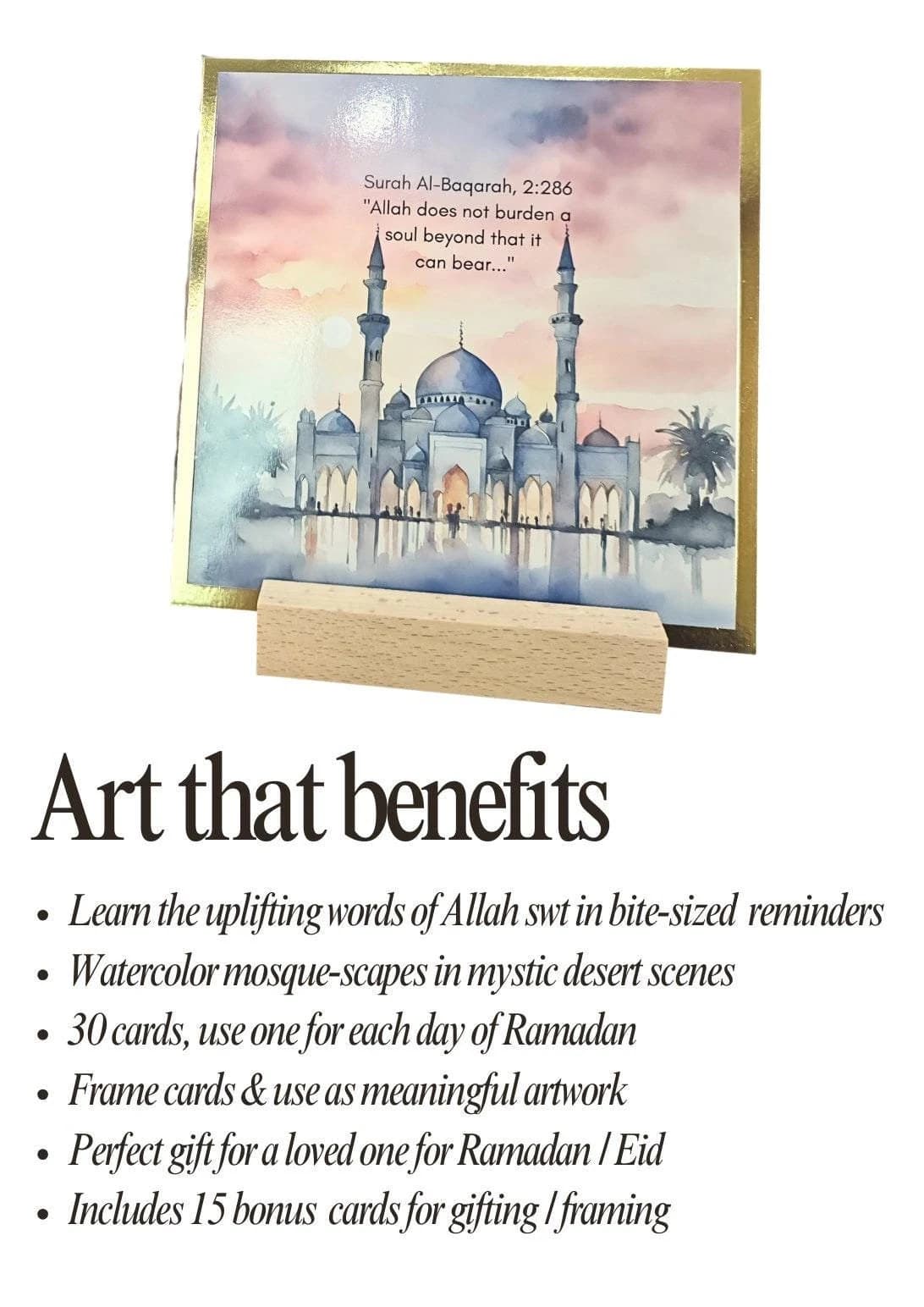 30 Days of Inspirational Quran Mosque Gold Foil Cards Eid Mubarak Ramadan Iftaar Duaa salah Islamic muslim hajj fasting hijab prayer hadith