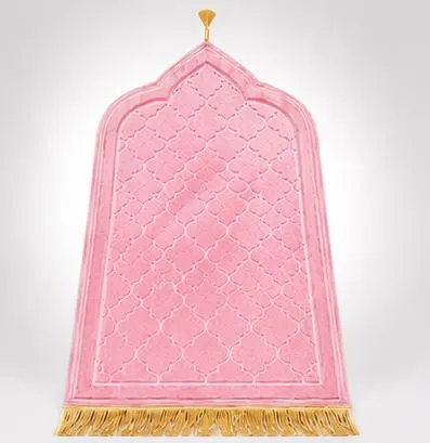 Luxury Velvet Prayer Rug | Soft Islamic Prayer Mat | Muslim Salah Rug with Golden Tassels | Sejadah | Ramadan & Eid Gift - image 5