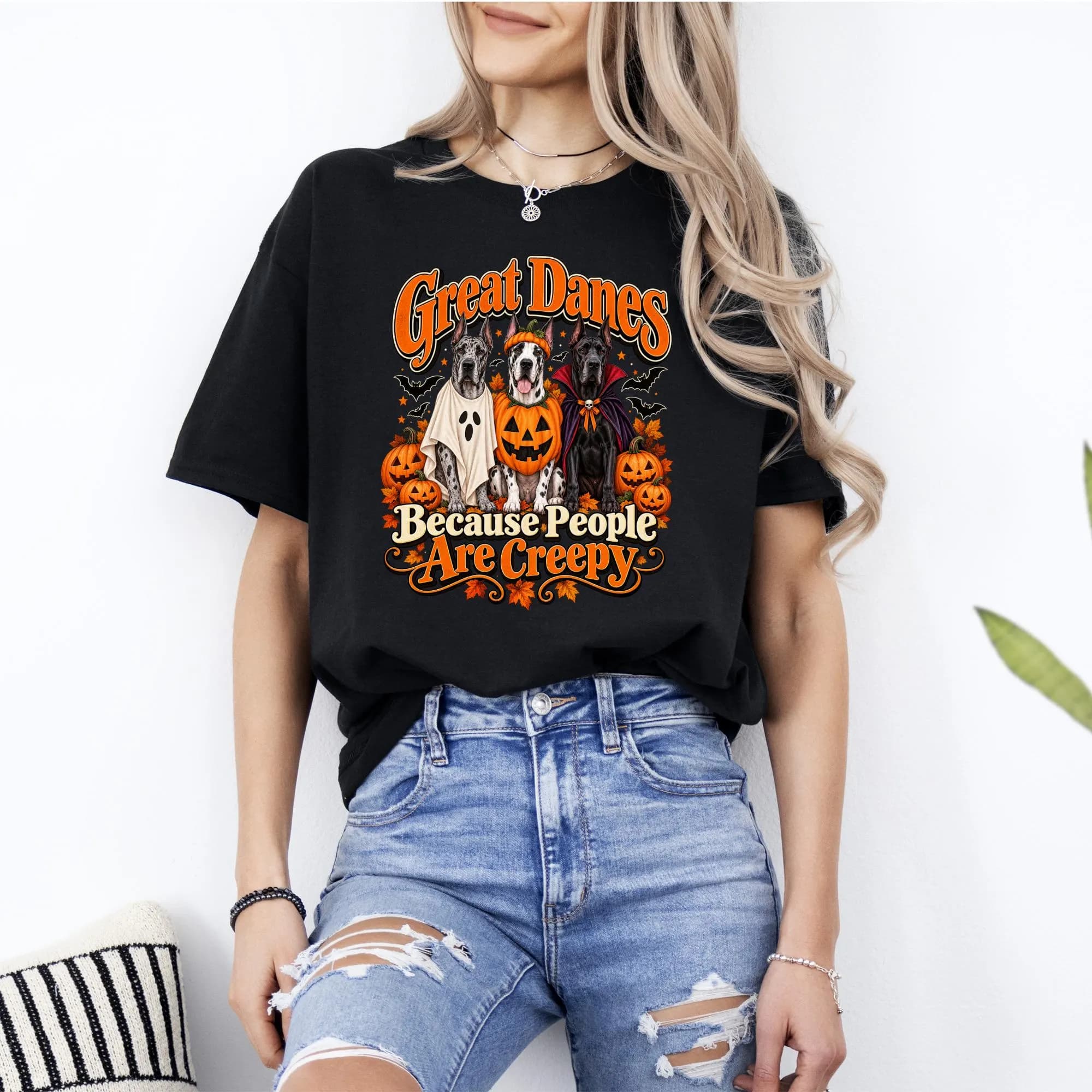 Great Danes Because People Are Creepy Halloween dog shirt