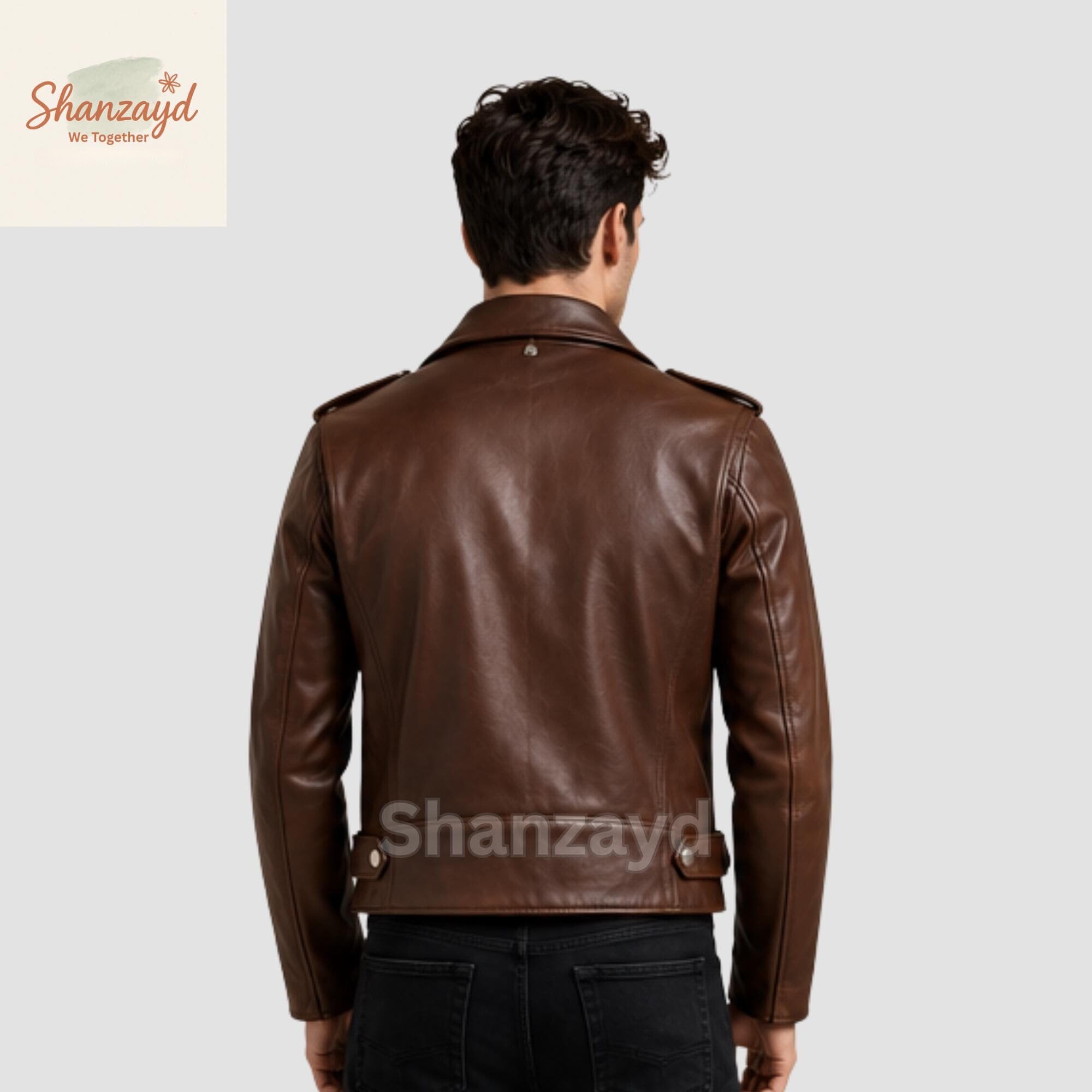 Brown Leather Biker Jacket Men Handmade Leather Motorcycle Jacket Vintage Leather Jacket Custom Leather Coat Cafe Racer Jacket Gift For Him - image 3