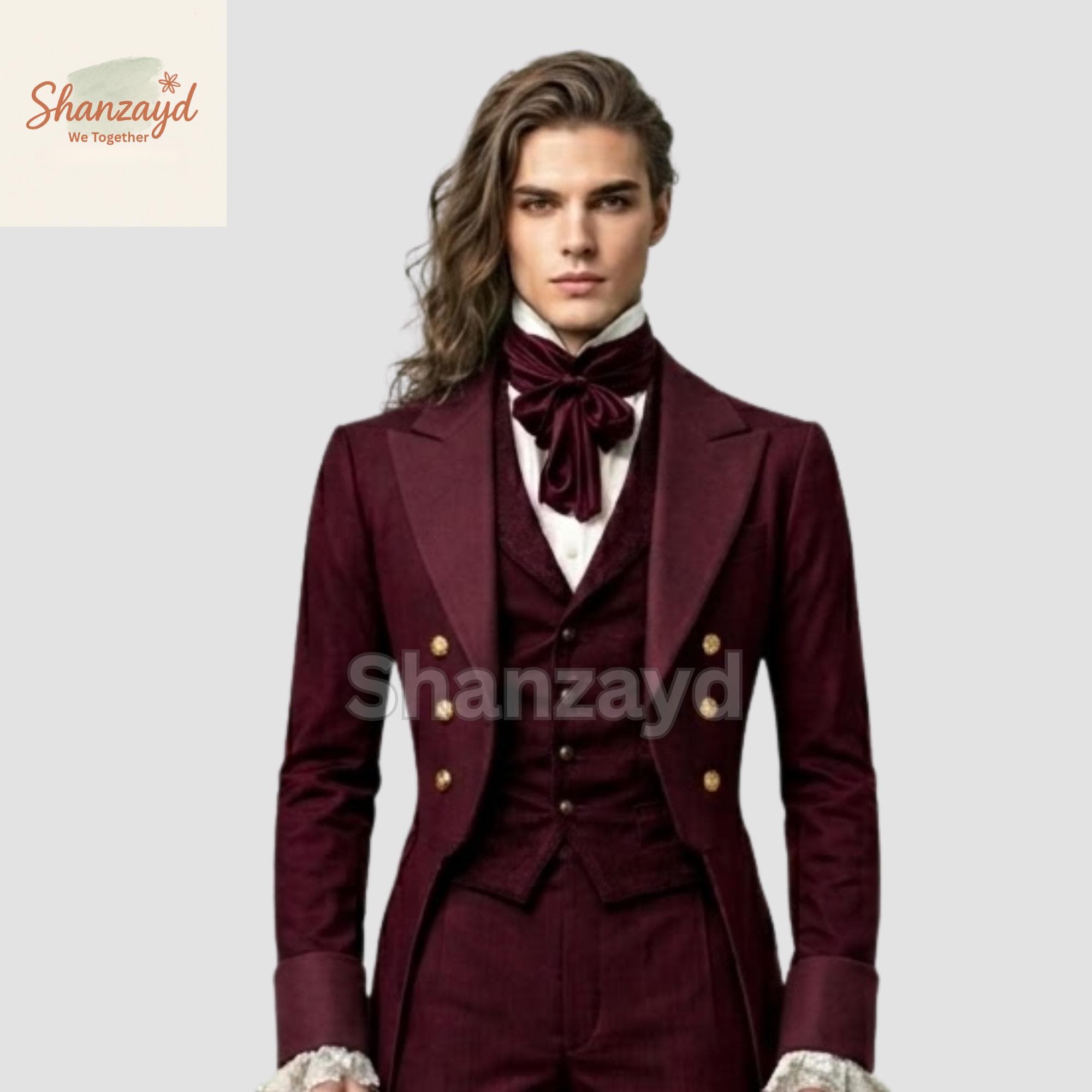 Victorian Tailcoat Suit for Men Burgundy Regency Aristocrat Formal Suit Gothic Wedding Tailcoat Vintage Gentleman Tuxedo - image 4