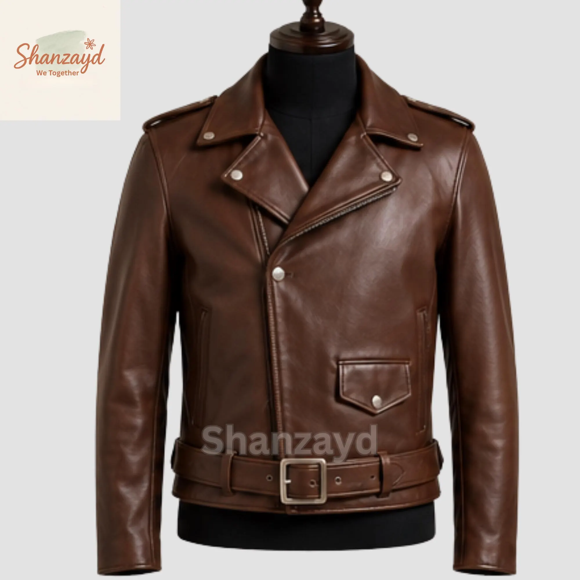Brown Leather Biker Jacket Men Handmade Leather Motorcycle Jacket Vintage Leather Jacket Custom Leather Coat Cafe Racer Jacket Gift For Him - image 5