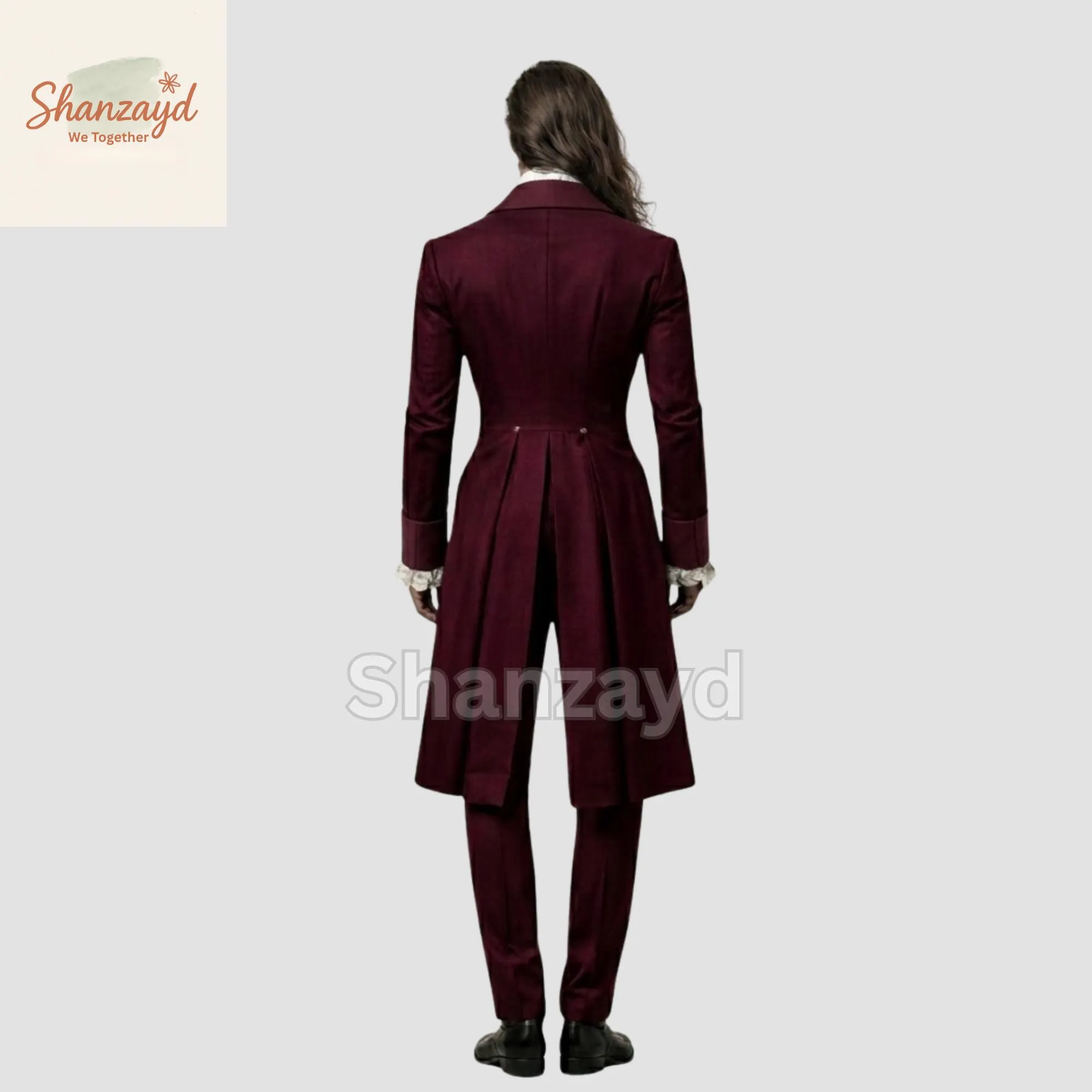 Victorian Tailcoat Suit for Men Burgundy Regency Aristocrat Formal Suit Gothic Wedding Tailcoat Vintage Gentleman Tuxedo - image 5