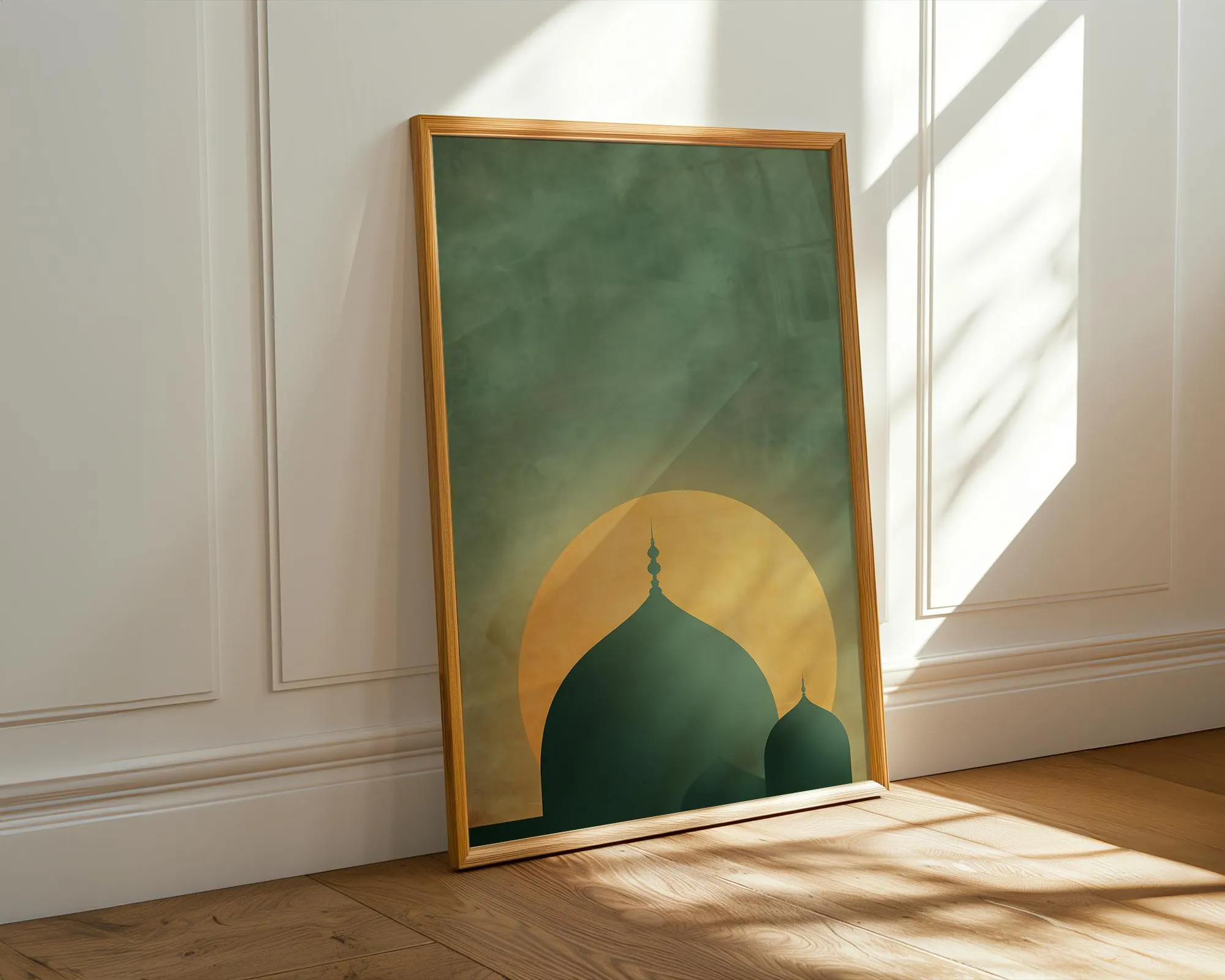 Islamic Wall Art Masjid Silhouette Minimal Green Gold Print Modern Muslim Home Decor Digital Download Ramadan Eid Decor Gift - image 4