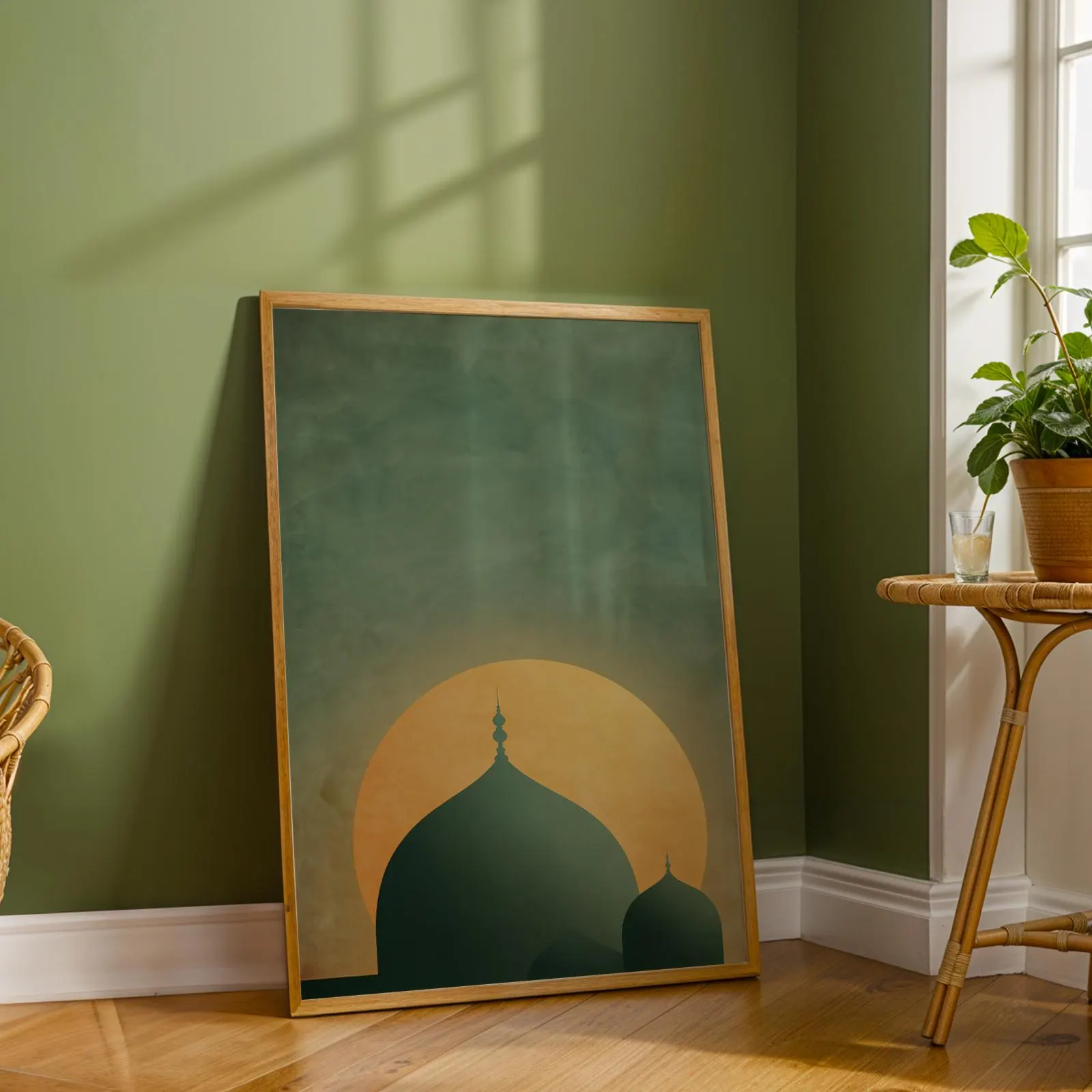 Islamic Wall Art Masjid Silhouette Minimal Green Gold Print Modern Muslim Home Decor Digital Download Ramadan Eid Decor Gift - image 5