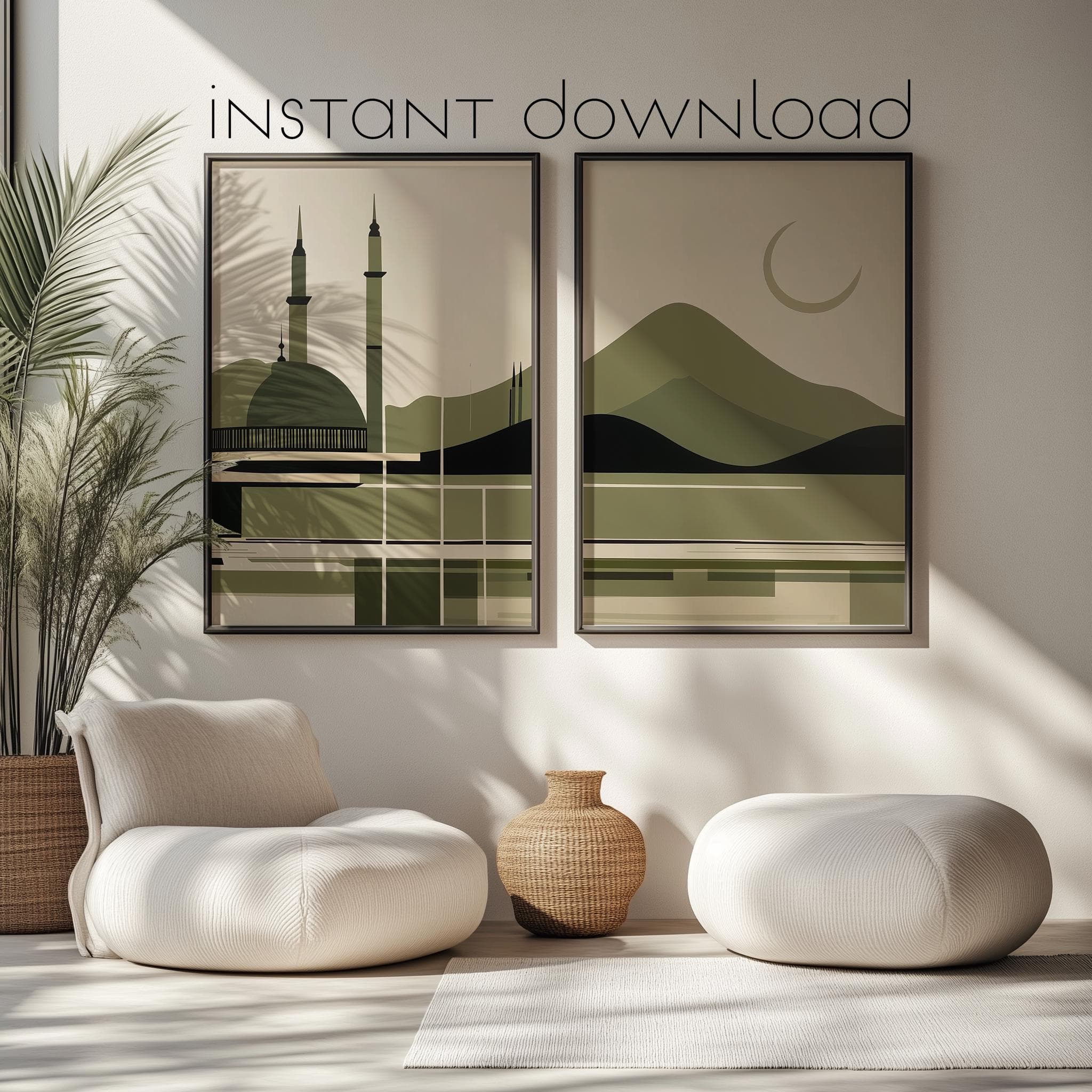 Olive Masjid Print | Medina Landscape, Islamic Home Decor (Digital Download)