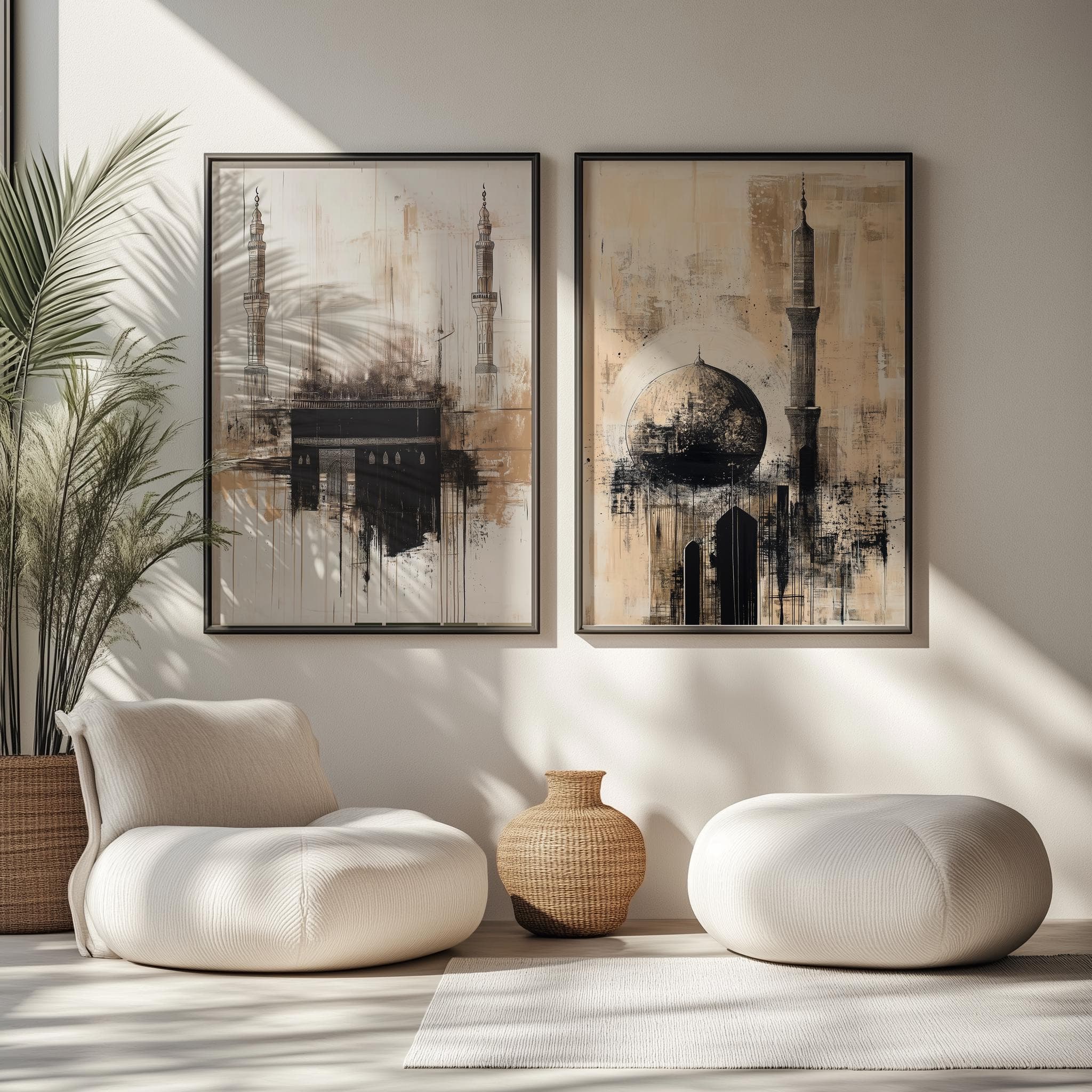Ramadan Special Kaaba & Masjid Nabawi Abstract Wall Art Set Architecture Prints Modern Muslim Home Decor Islamic Wall Art Digital Download - image 5