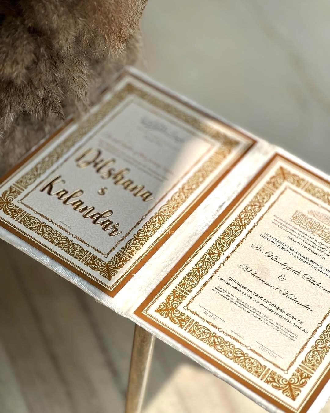 Luxury Nikkah Certificate with Velvet Box | Custom Islamic Wedding Gift | Personalized Nikkah Booklet - image 3