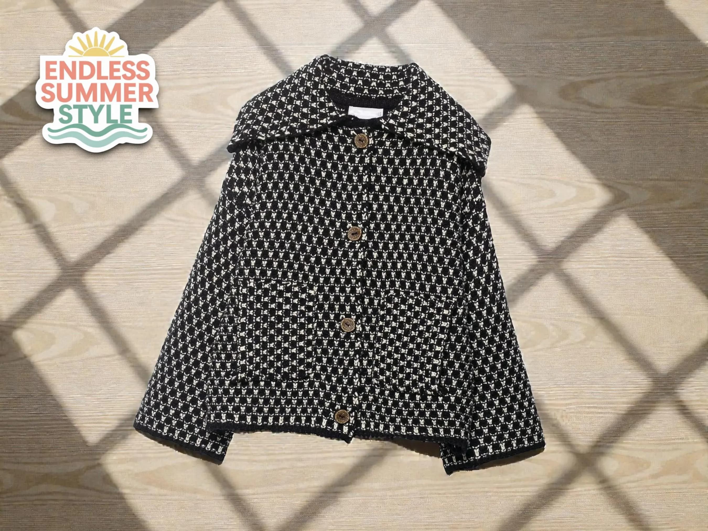 Women’s Textured Knit Jacket | Wide Collar Capelet | Button Front Outerwear | Patch Pocket Detail | Autumn Winter Layering Top