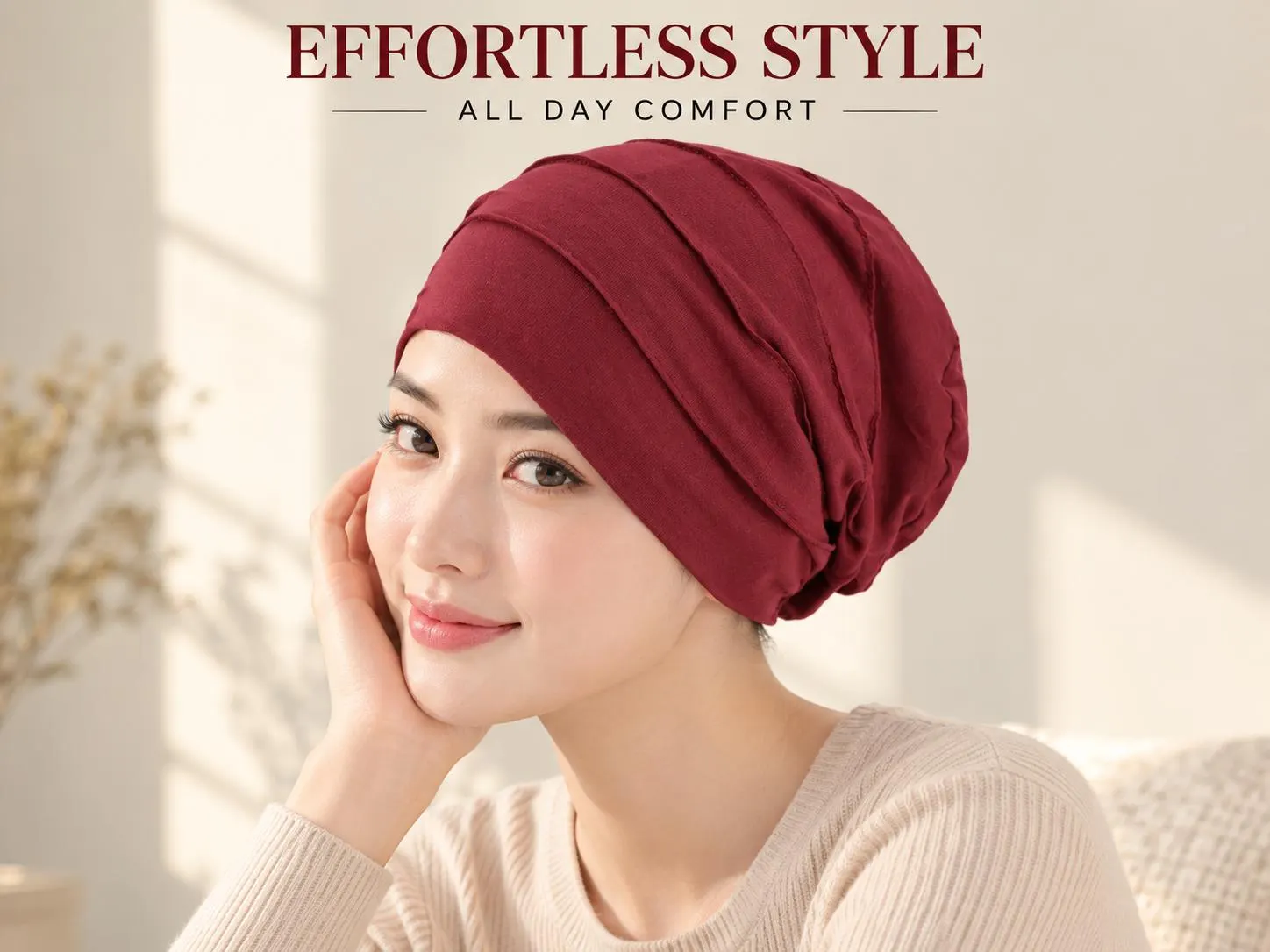 Womens Cotton Turban Hat Soft Stretch Beanie Inner Hijab Cap Satin Lining Comfortable Headwear