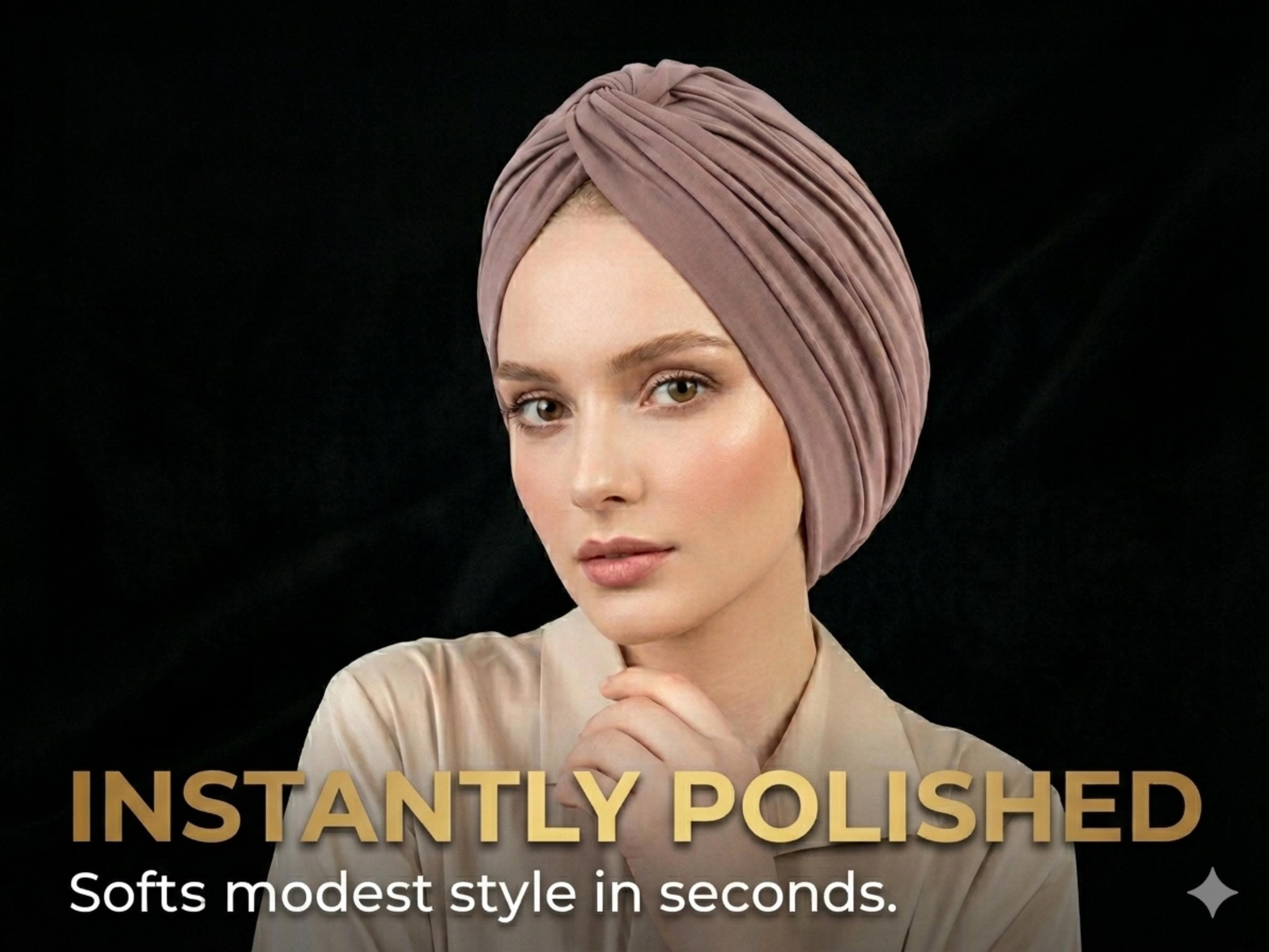 Mauve Pleated Turban Hat Women, Soft Pre Styled Head Wrap, Modest Hair Cover, Elegant Everyday Headwear, Feminine Slip On Cap