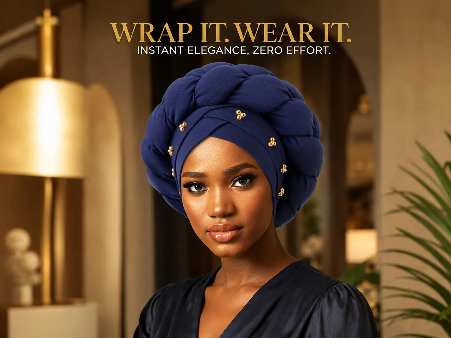 Women’s Braided Turban Headwear | Beaded Bonnet Cap | Soft Hair Cover Accessory