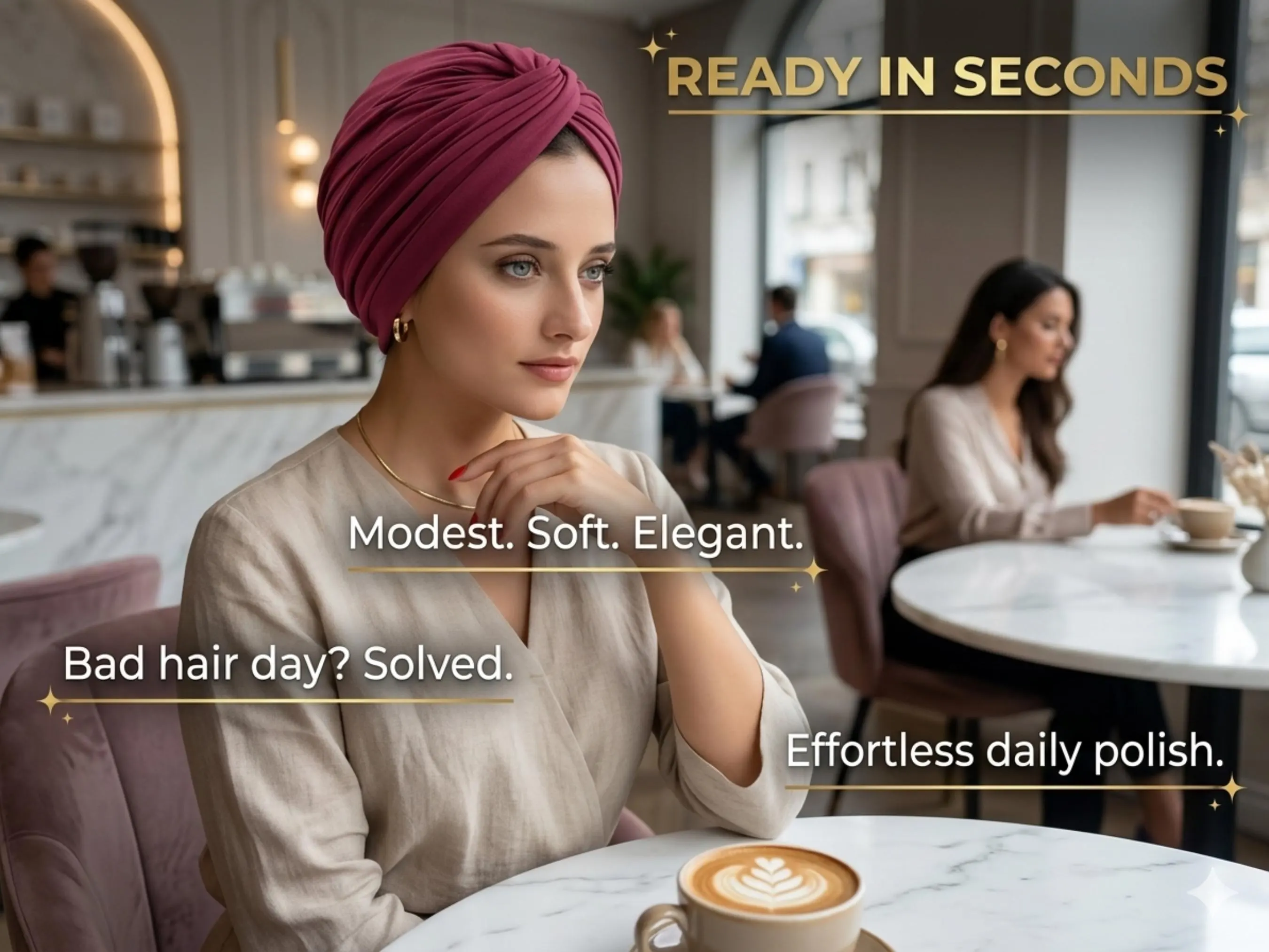 Mauve Pleated Turban Hat Women, Soft Pre Styled Head Wrap, Modest Hair Cover, Elegant Everyday Headwear, Feminine Slip On Cap - image 4