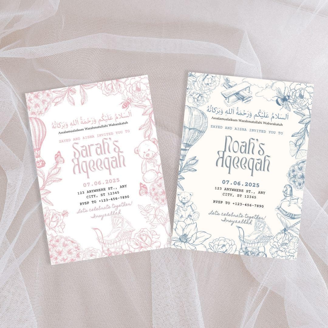 Pink Line Art Aqeeqah Invitation Template | Baby Girl (Canva) - image 3