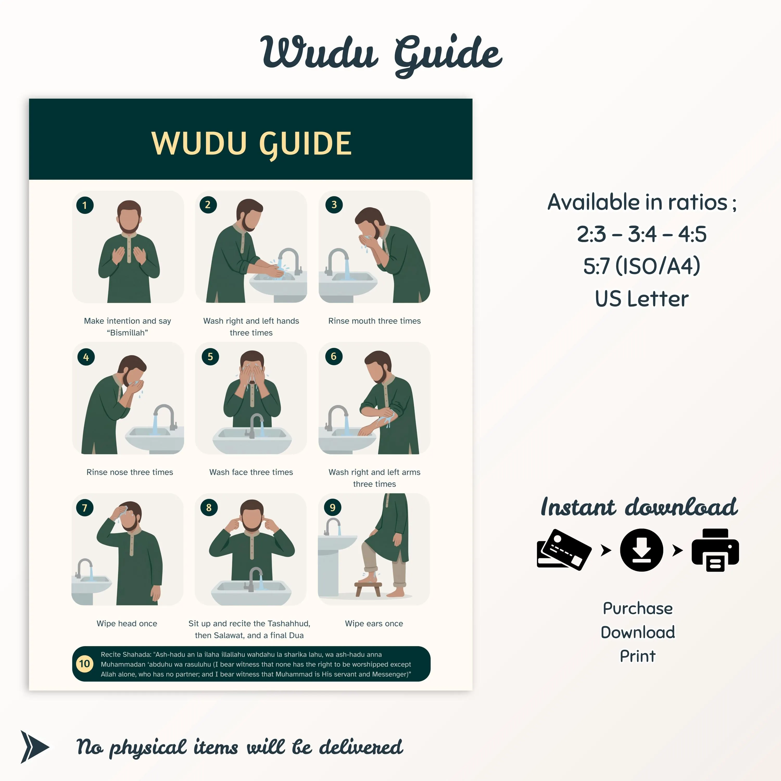 Bundle | Salah + Wudu Steps Guide Posters, Islamic Educational Printable for New Muslims - image 4