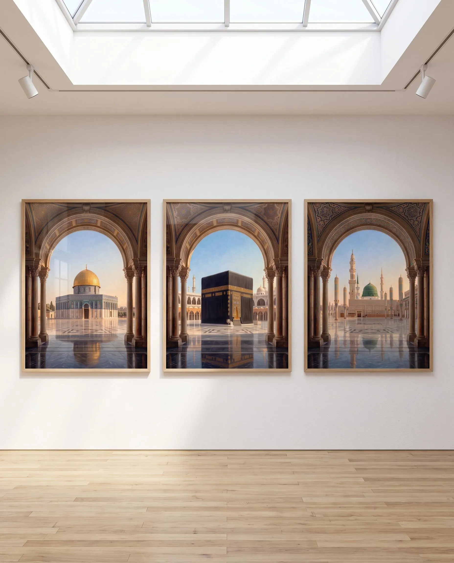 Islamic Neoclassical Wall Art Set of 3 | Kaaba, Al-Aqsa and Masjid An-Nabawi, Holy Sites Poster Set, Digital Download - image 5