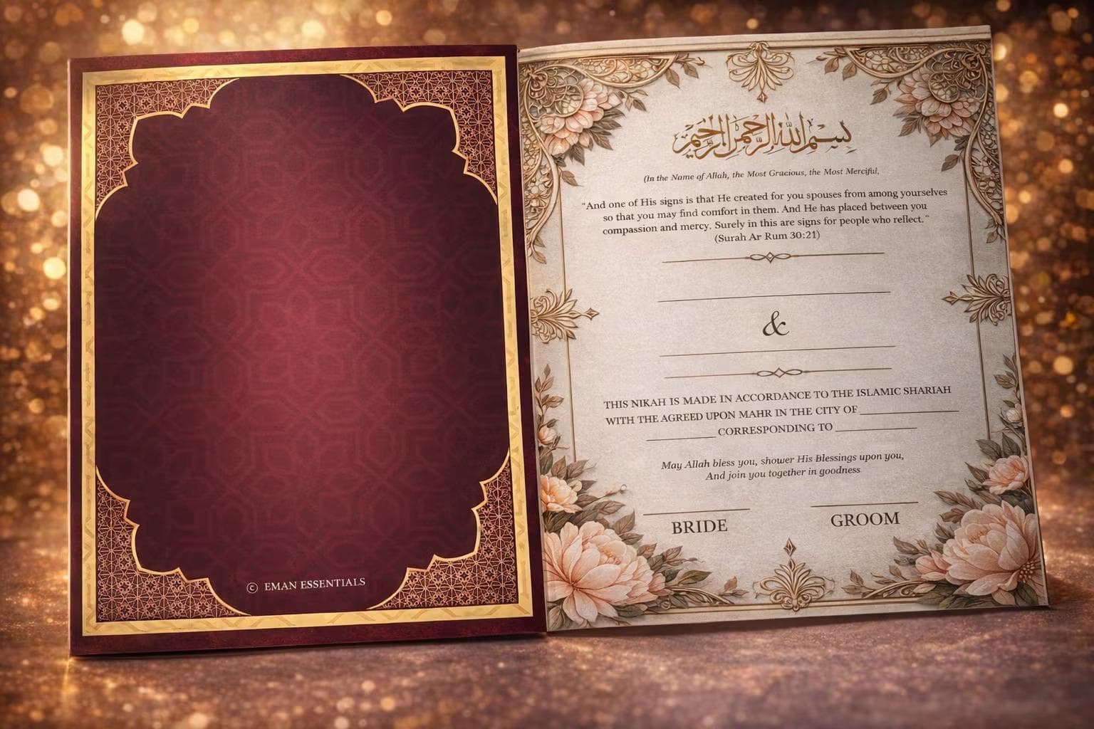 Nikah Certificate, Gold Accent Islamic Marriage Contract, A4 Keepsake (Physical copy) - image 4