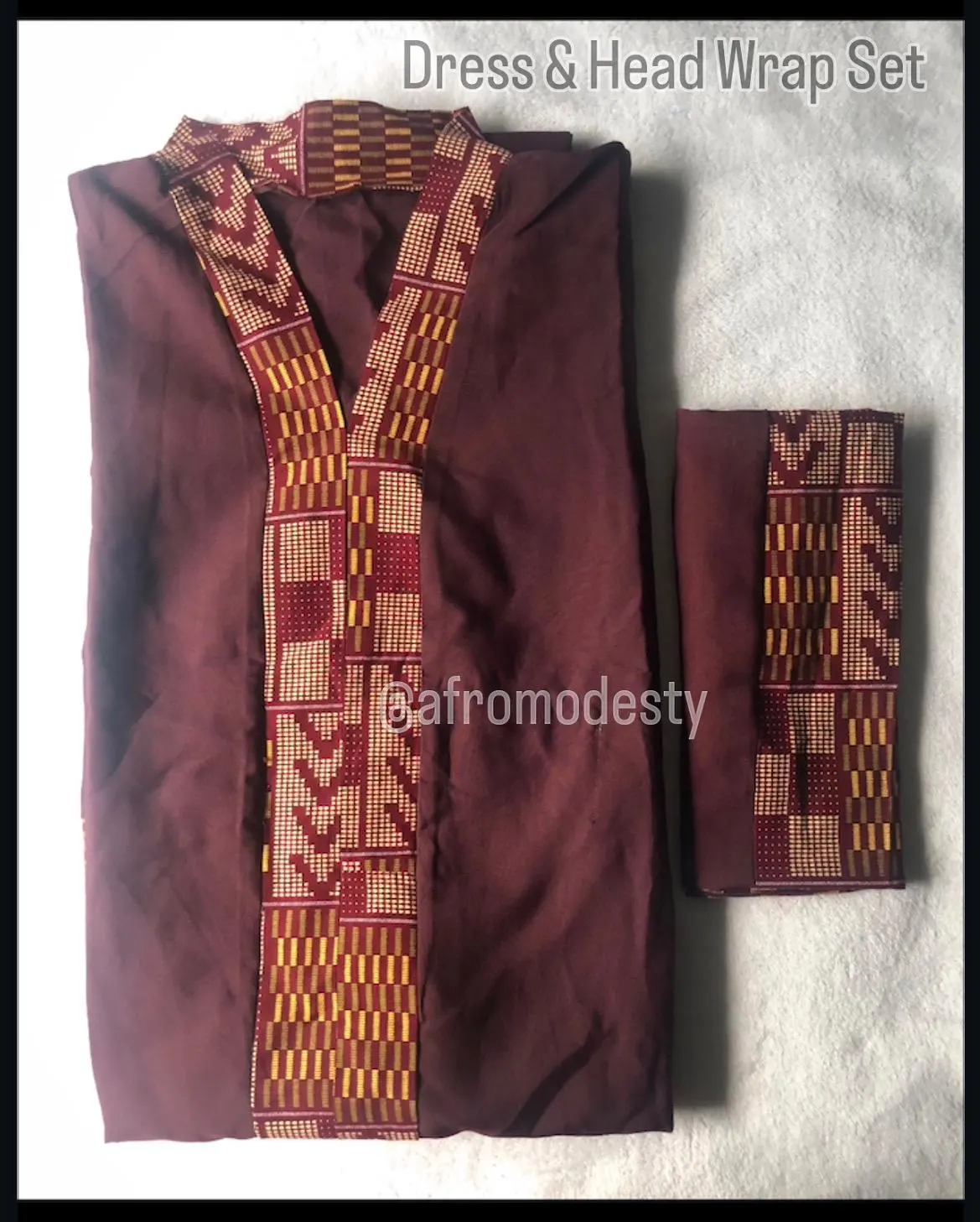The Kente Abaya: African Kaftan Bubu Maxi Dress with Matching Head Tie - image 2