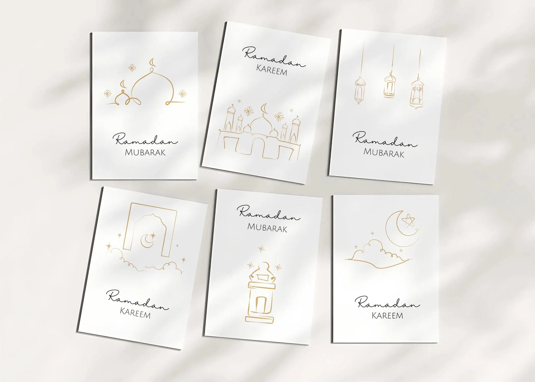 Minimalist Ramadan Greeting Cards: Islamic Line Art, Set of 6 (Digital Download) - image 2