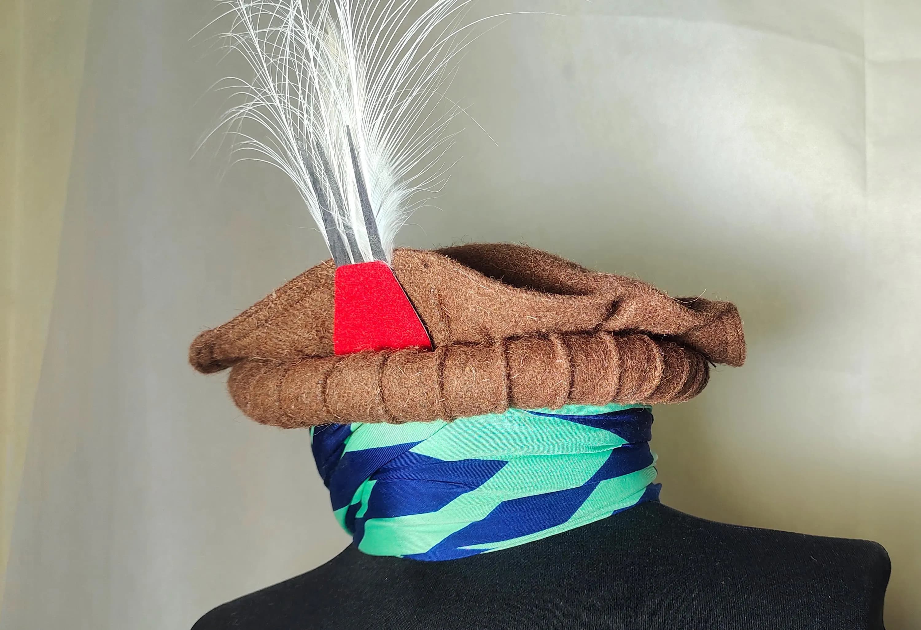 Handmade wool pakol cap: afghan chitrali topi with feather