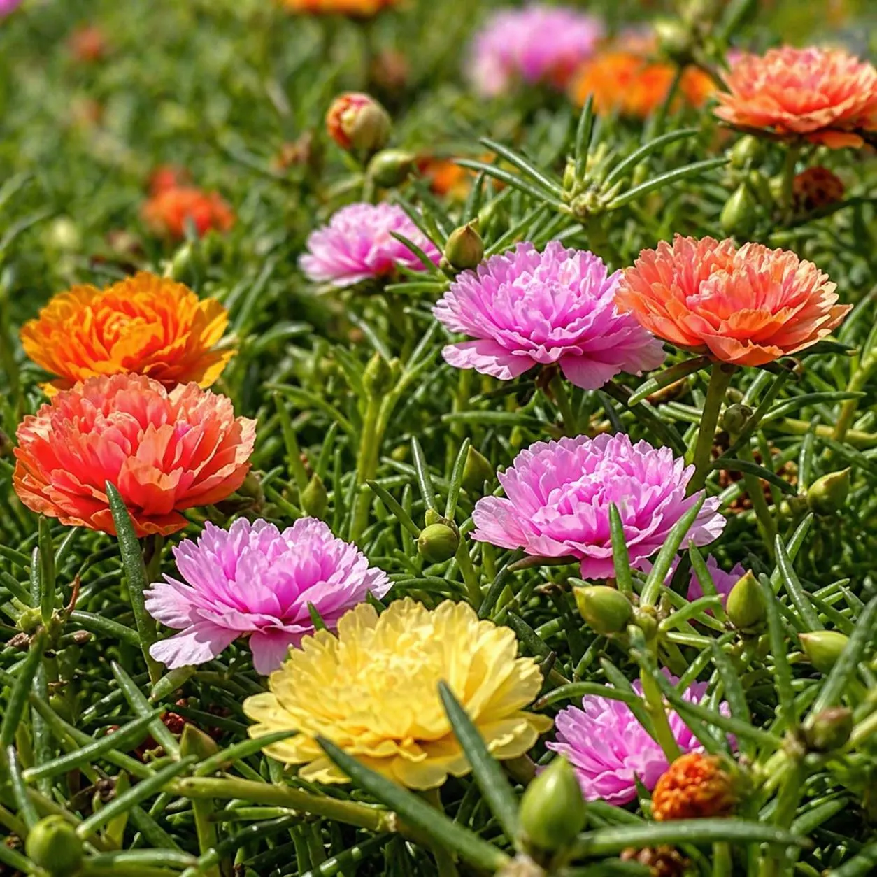 MOSS ROSE SEEDS - 2000 Seeds | PORTULACA DOUBLE MIX (Portulaca grandiflora)