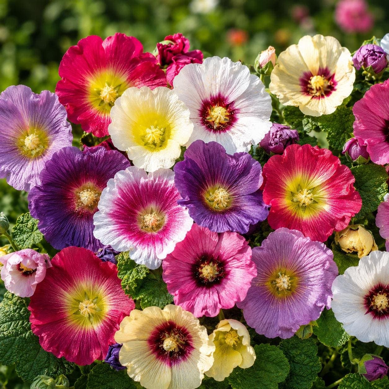 Hollyhock Seeds Mix Alcea Rosea, 50 Heirloom Flower Seeds, Tall Cottage Garden Flowers, Biennial Bloom, Colorful Garden Plants