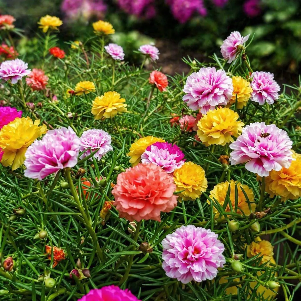 MOSS ROSE SEEDS - 2000 Seeds | PORTULACA DOUBLE MIX (Portulaca grandiflora)
