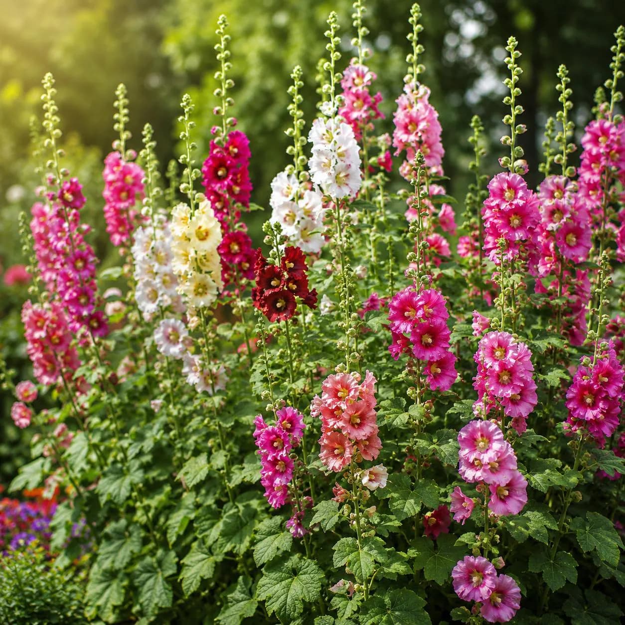 Hollyhock Seeds Mix Alcea Rosea, 50 Heirloom Flower Seeds, Tall Cottage Garden Flowers, Biennial Bloom, Colorful Garden Plants