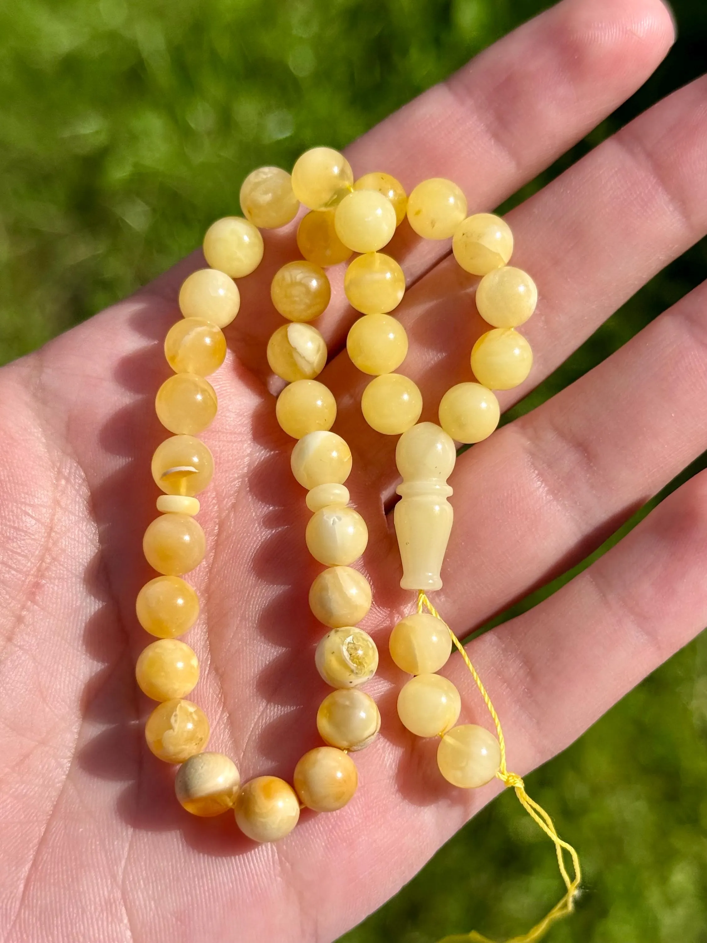 Landscape Amber Tasbih Round Baltic Amber Prayer Beads Handmade Misbaha - image 2