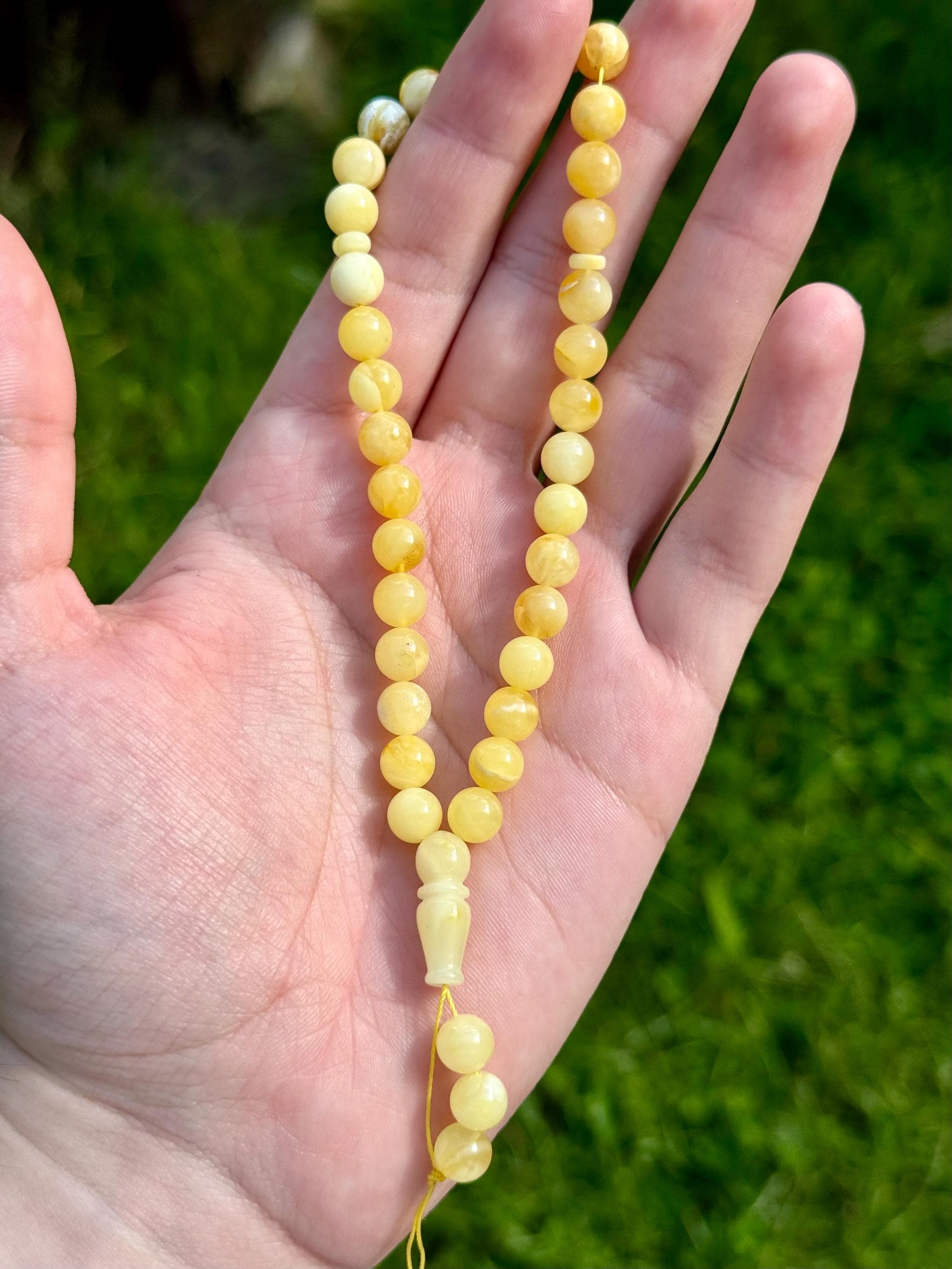 Landscape Amber Tasbih Round Baltic Amber Prayer Beads Handmade Misbaha - image 4