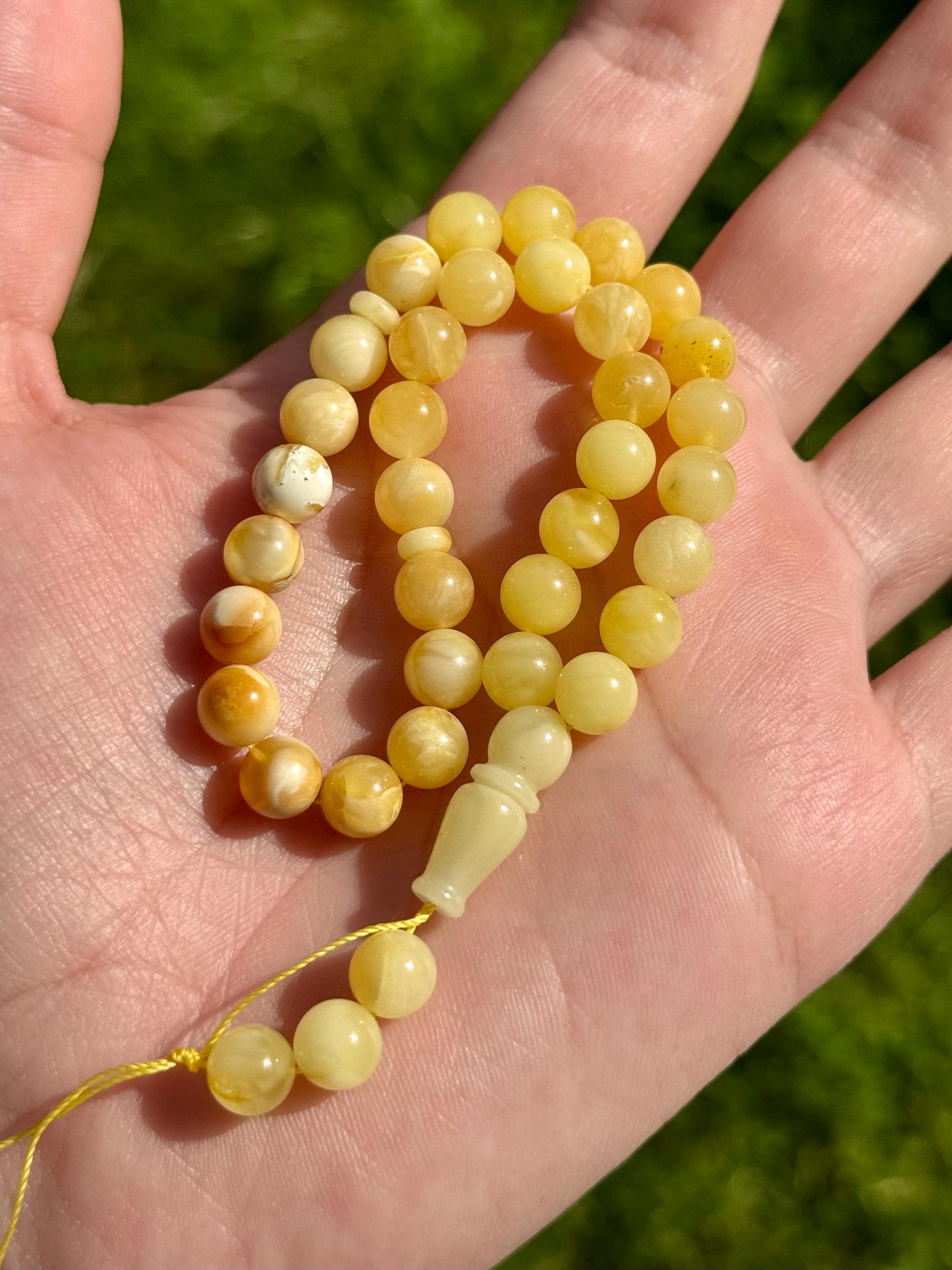 Landscape Amber Tasbih Round Baltic Amber Prayer Beads Handmade Misbaha