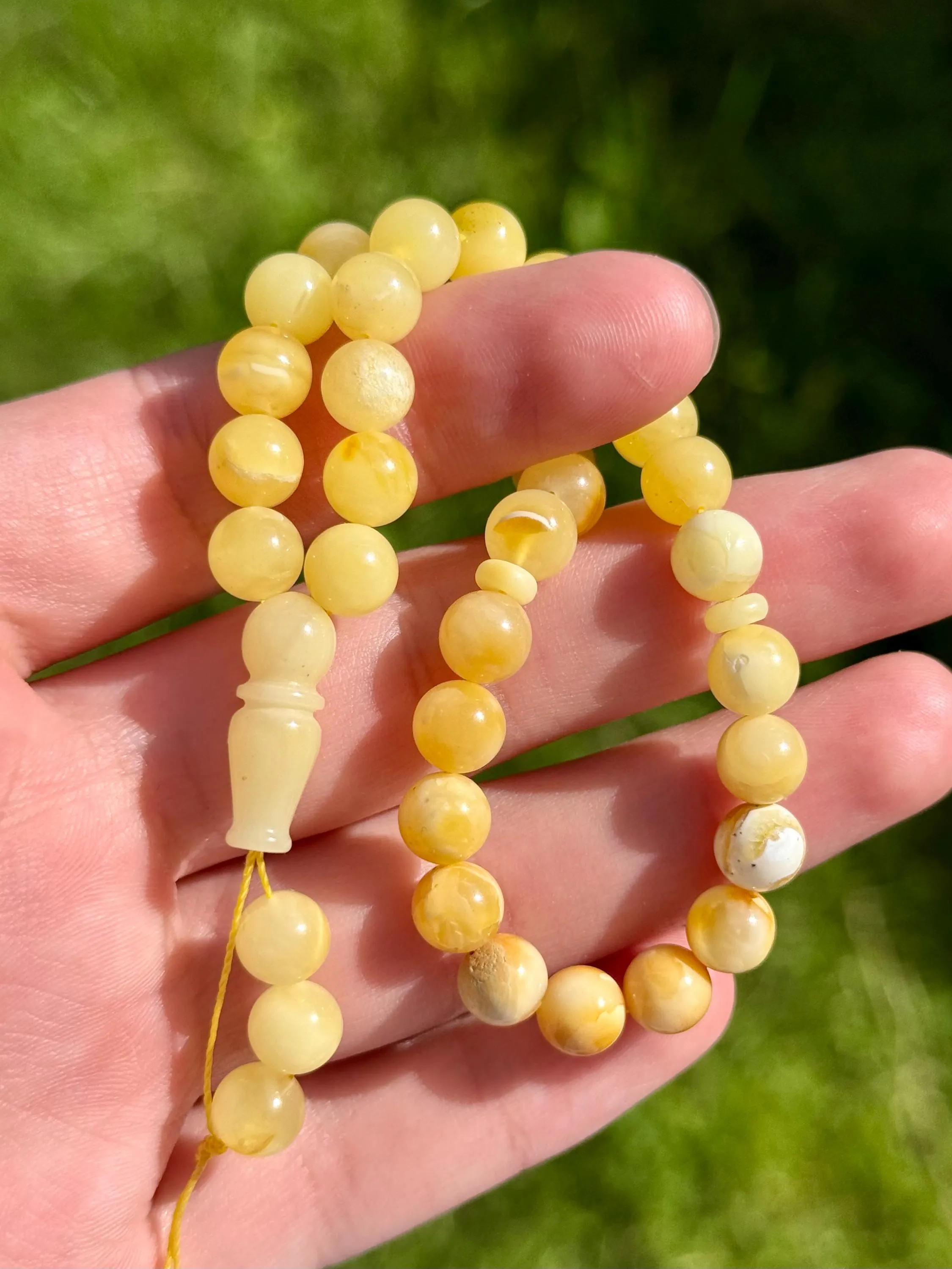 Landscape Amber Tasbih Round Baltic Amber Prayer Beads Handmade Misbaha - image 3