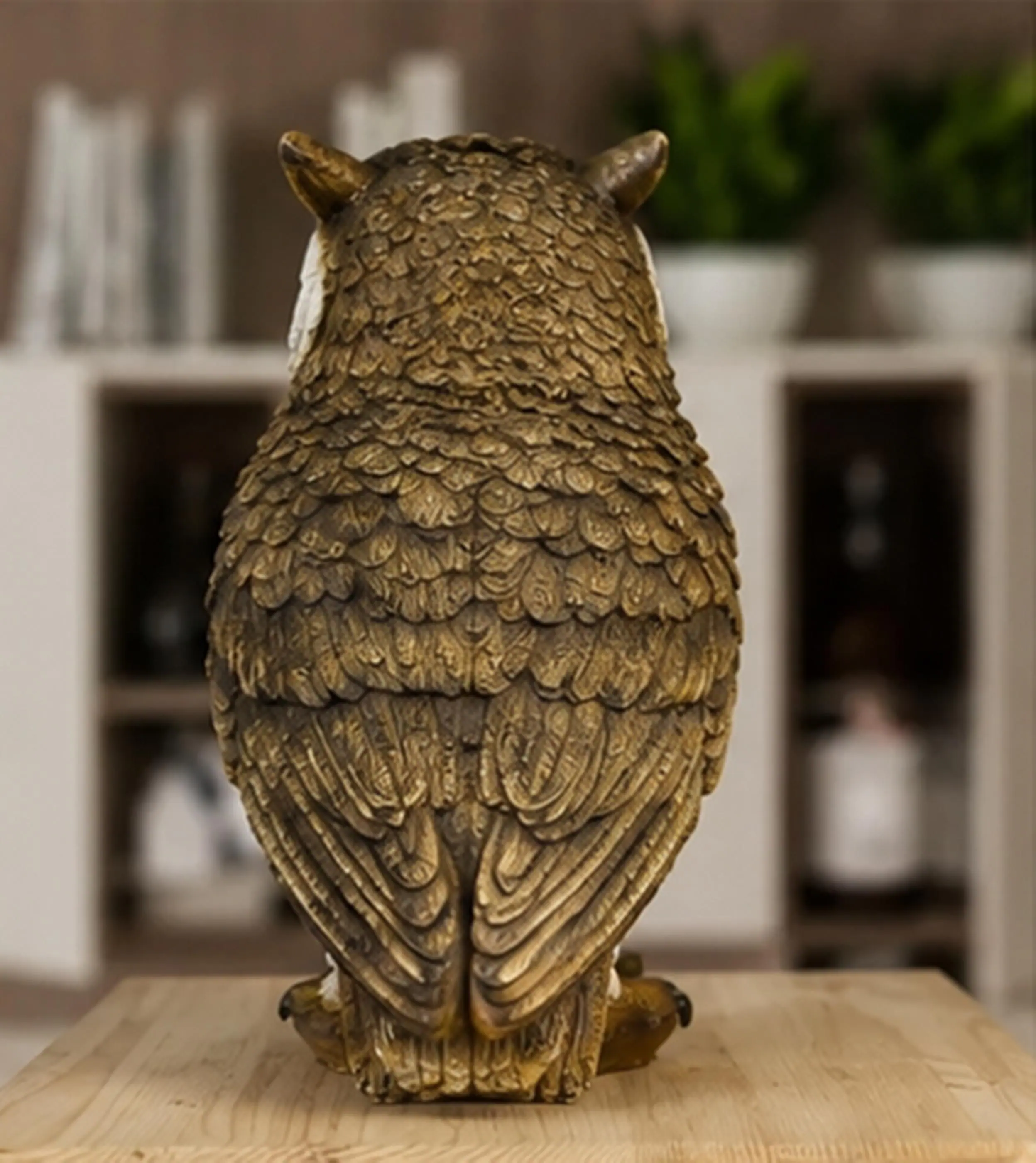 Vintage Owl Figurine Statue, Wise Sculpture, Rustic Woodland Bird Decor, Owl Home Accent -12x9x14.5cm - image 4