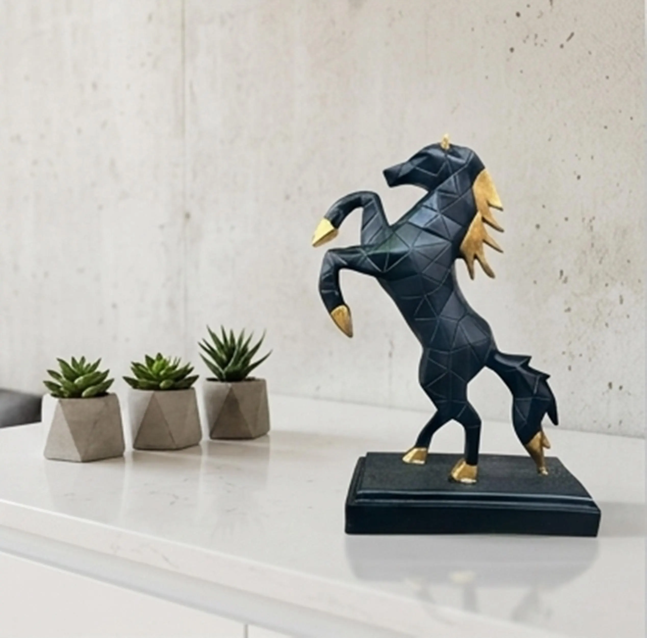 Geometric Horse Statue, Modern Horse Sculpture, Abstract Animal Figurine, Luxury Office Desk Decor - image 3